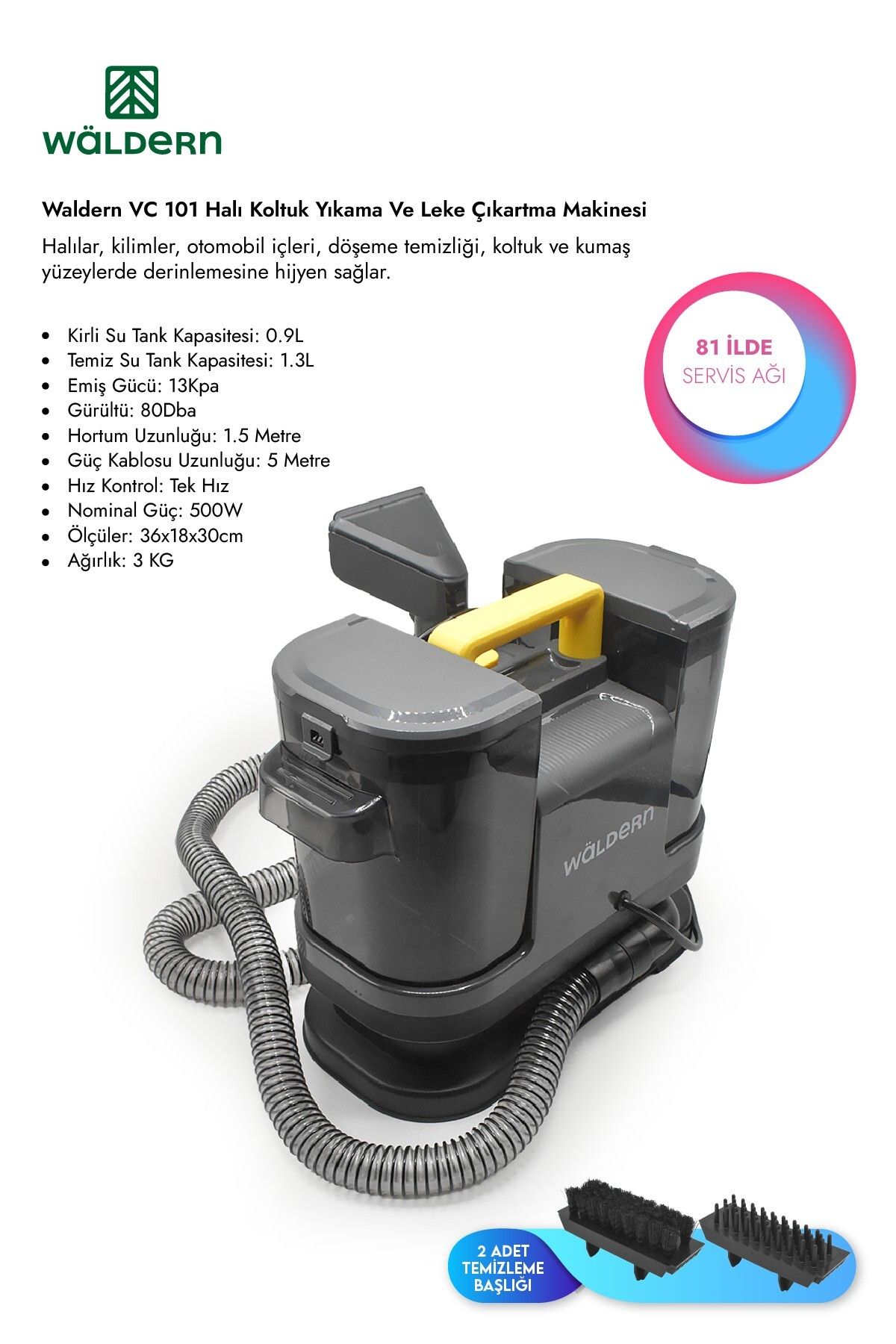 Waldern Vc101 Halı Koltuk Yıkama Ve Leke Çıkartma Makinesi 500w