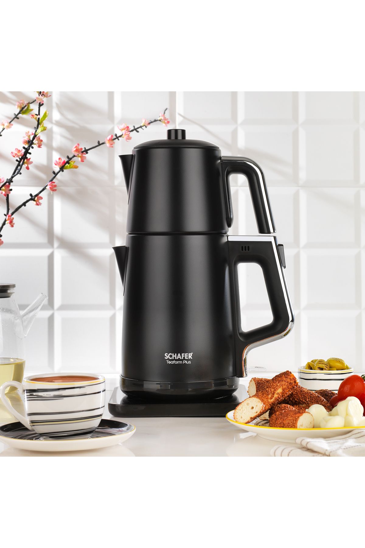 Schafer Teaform Plus Paslanmaz Çay Makinesi-siyah