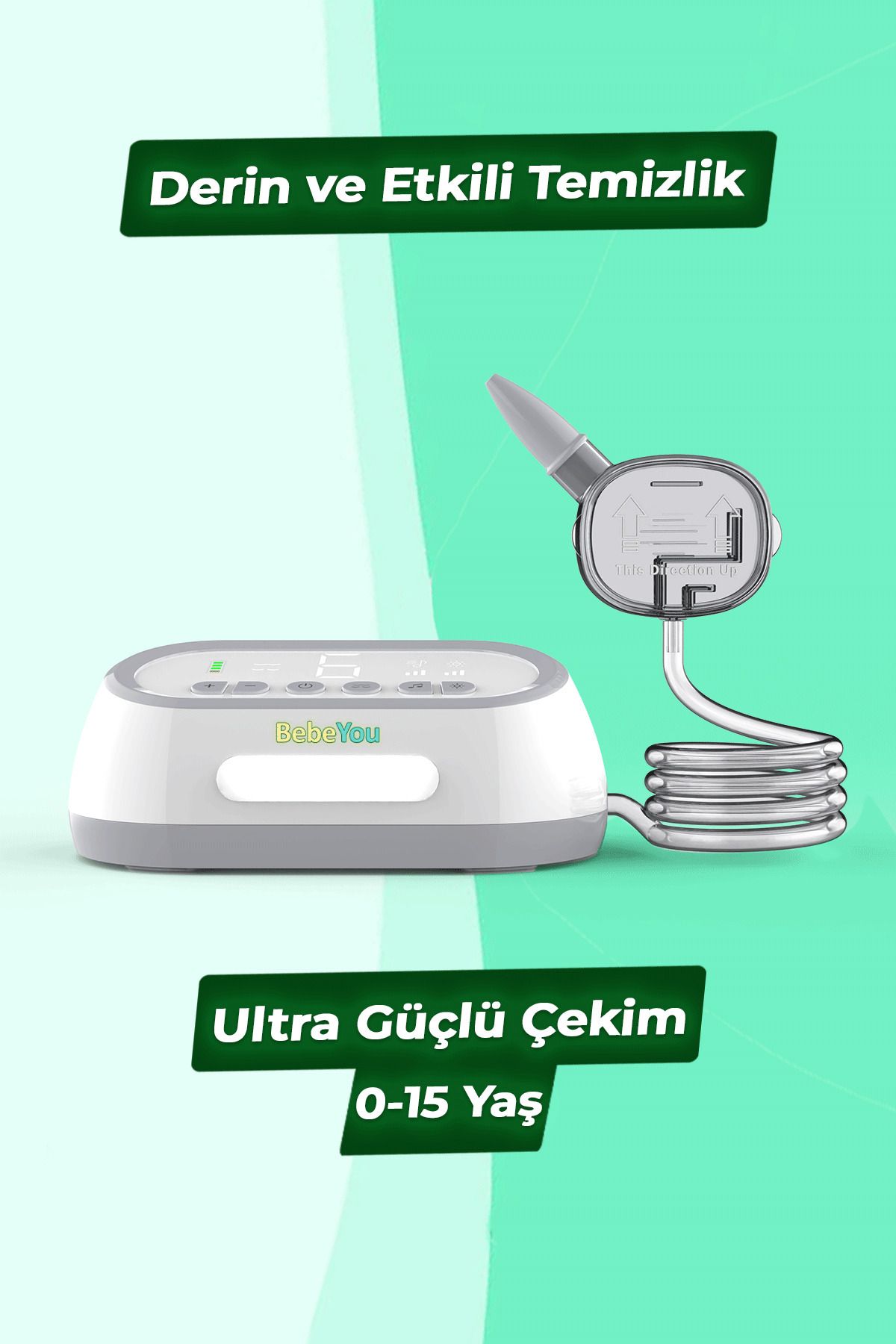 BebeYou Şarjlı Elektrikli Bebek & Çocuk Burun Aspiratörü, Ultra Güçlü Çekim, Sessiz ve Güçlü Vakum, 0-15 Yaş