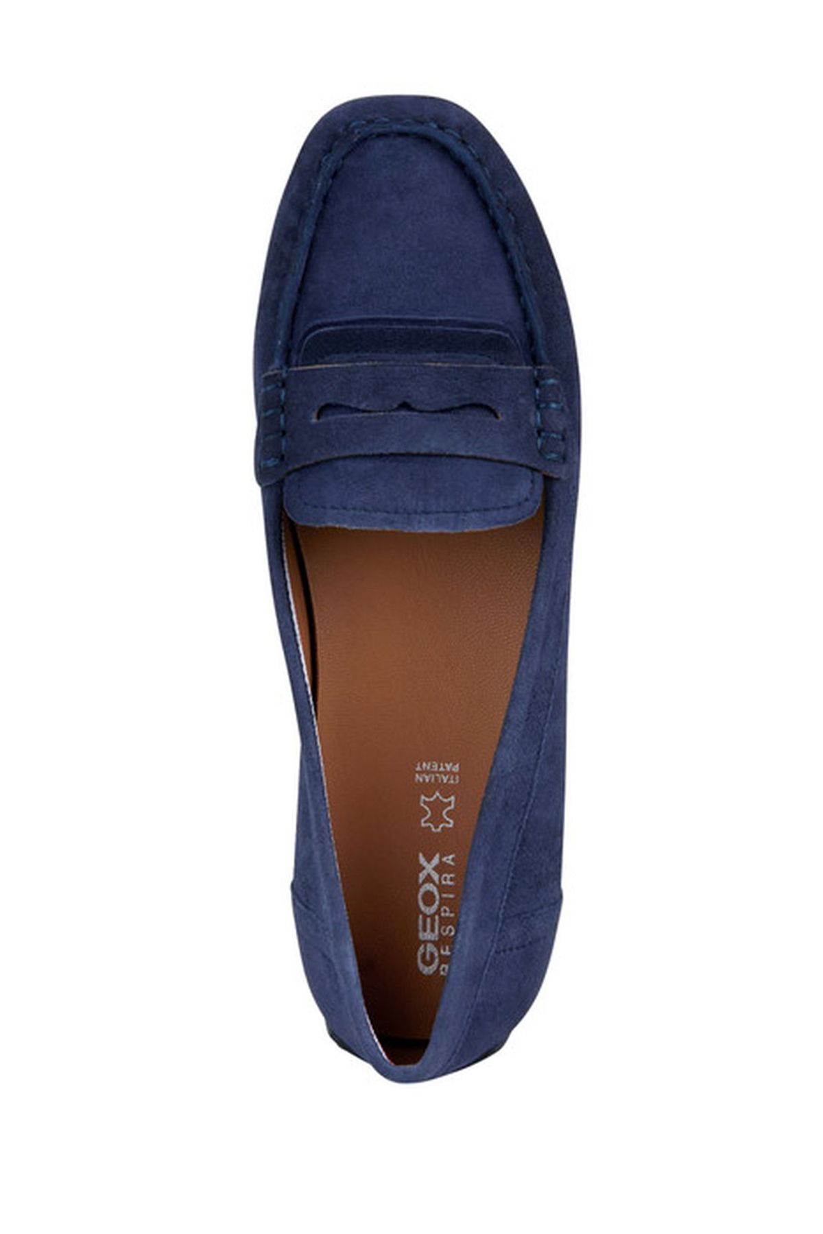 Geox-Women's Navy Blue Cosmopolis Suede Genuine Leather Casual Loafer Shoes D35Rca00021C4002 5
