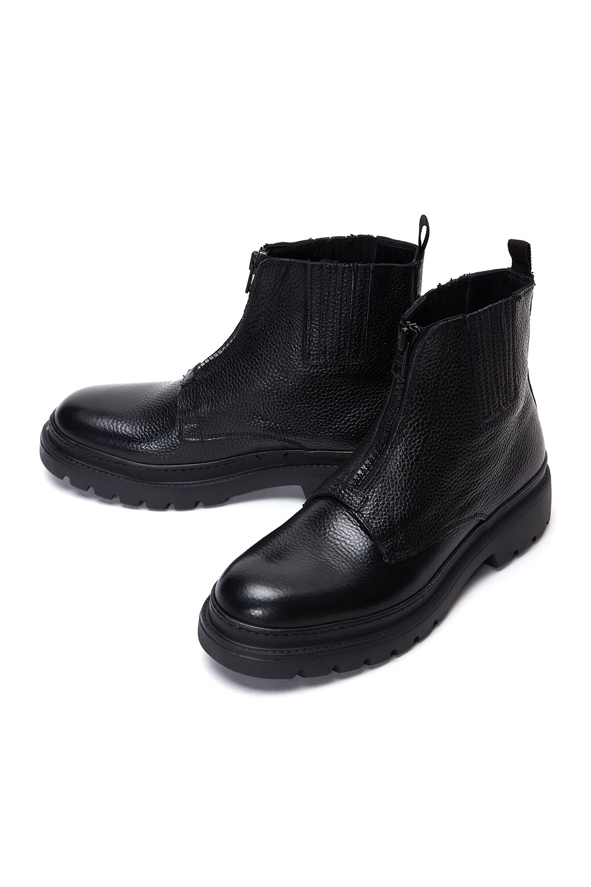 Derimod-Black Leather Zippered Men's Casual Boots - 24WFD6305FT 3