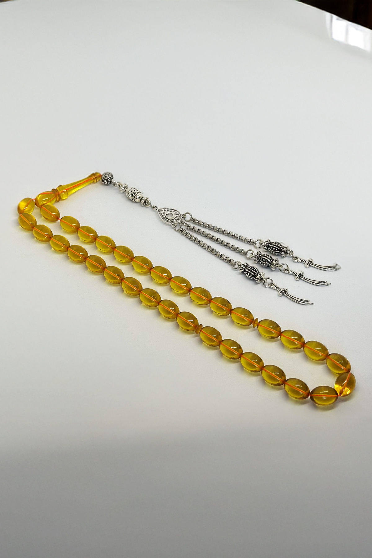 Özel Tasarım! Zülfikar Motifli Blok Zar Kehribar Tespih – Koleksiyonluk Parça — Silmaril Store (3)