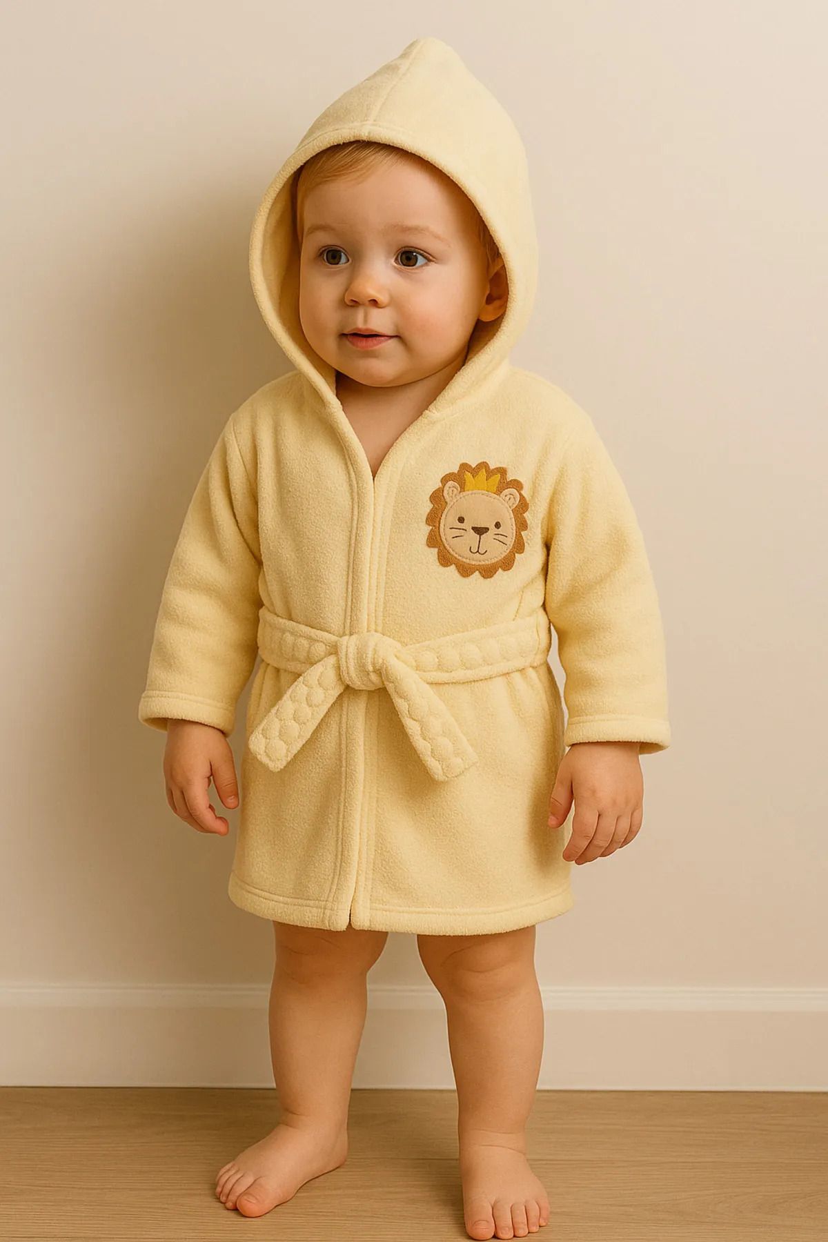 BYS BABY FASHION %100 Organik Pamuk Bebek Premıum Bornoz Seti 0-2 Yaş