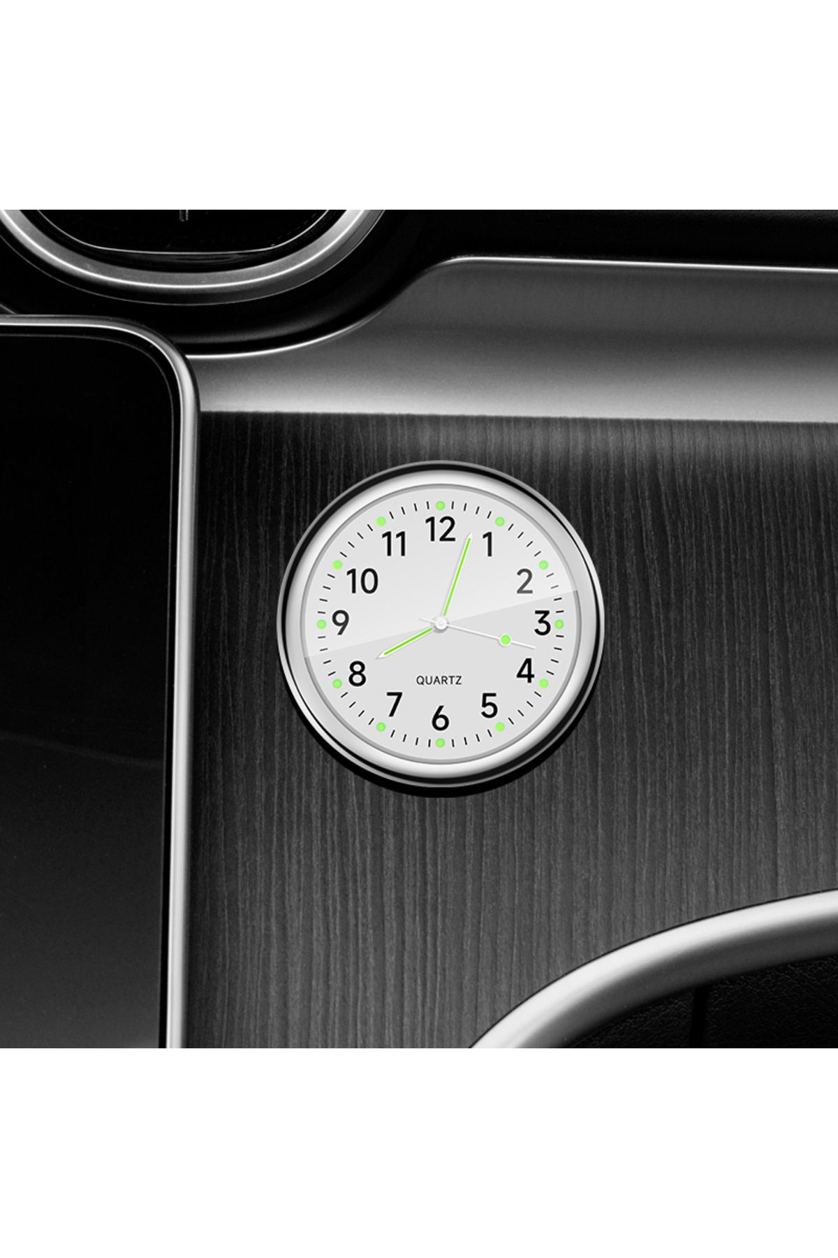 Choice-White 1pc Glow Decorative Clock Car Clock Mini Quartz Analog Car Dashboard Time Stick-on Clock Watch 1