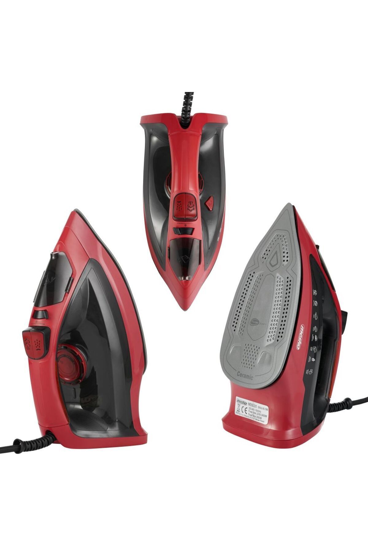 MESKO-Fier de calcat cu abur MESKO, 3000 W, 70g/min, 400ml, Oprire automata, rosu/negru 6