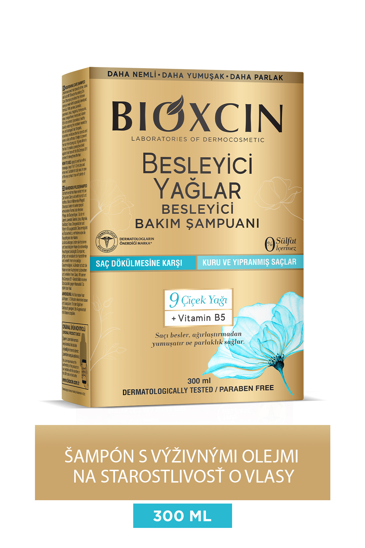 Bioxcin Výživné oleje šampón pre suché a poškodené vlasy 300 ml-