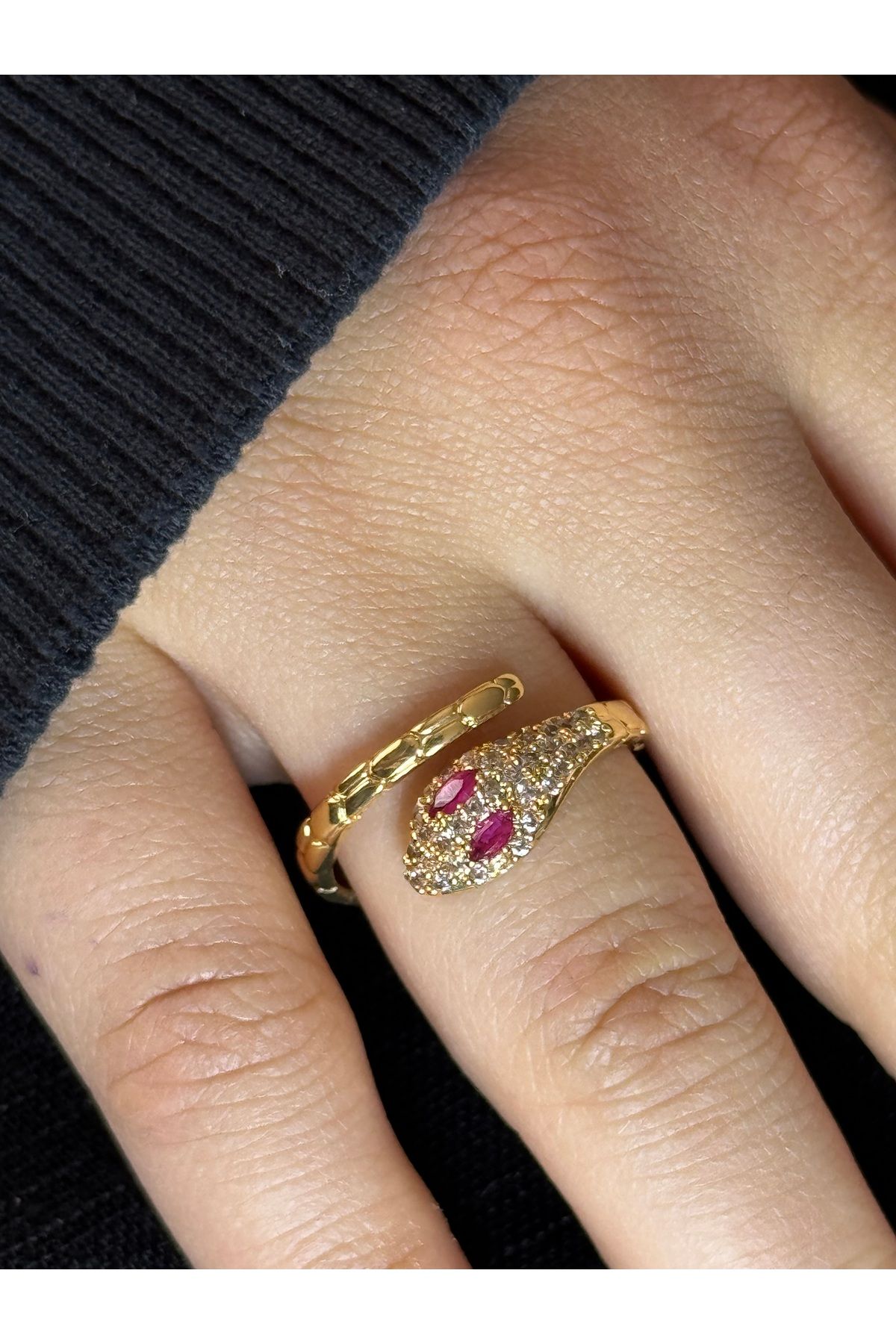XUPING JEWELRY 18K ayarlanabilir yılanlı gold çelik yüzük paslanmaz kararmaz