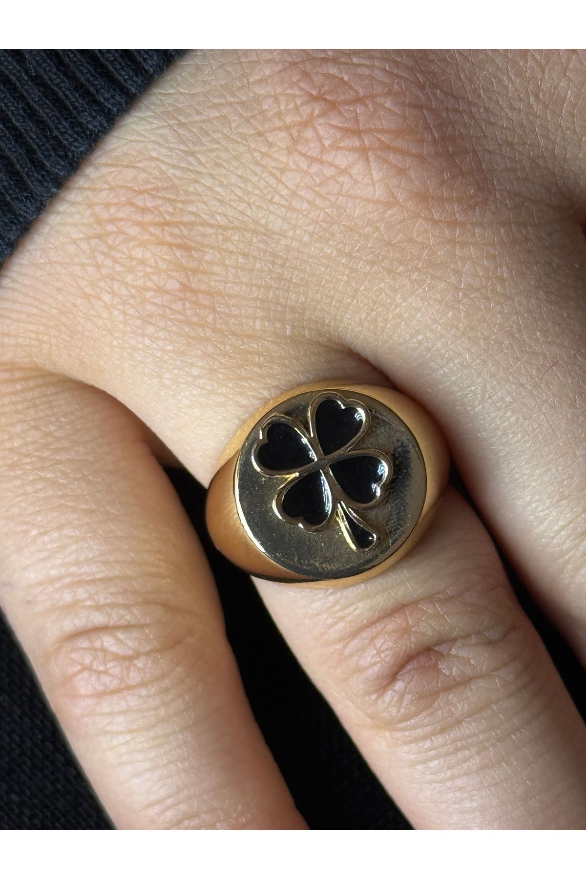 XUPING JEWELRY 18K ayarlanabilir siyah yoncalı çelik yüzük paslanmaz kararmaz