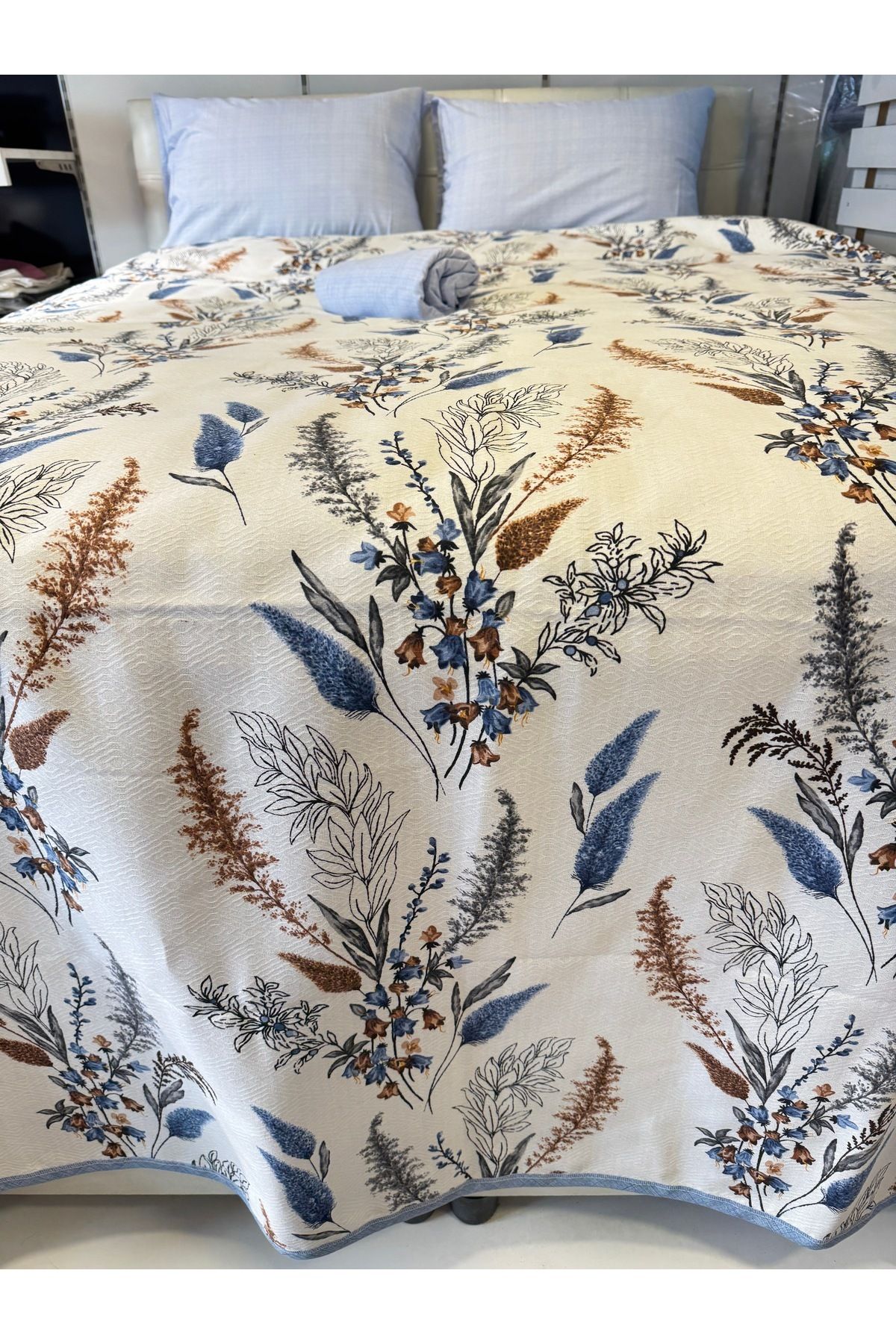 ŞENER HOME-Başak Patterned Sheet Elastic Double Pique Set 5