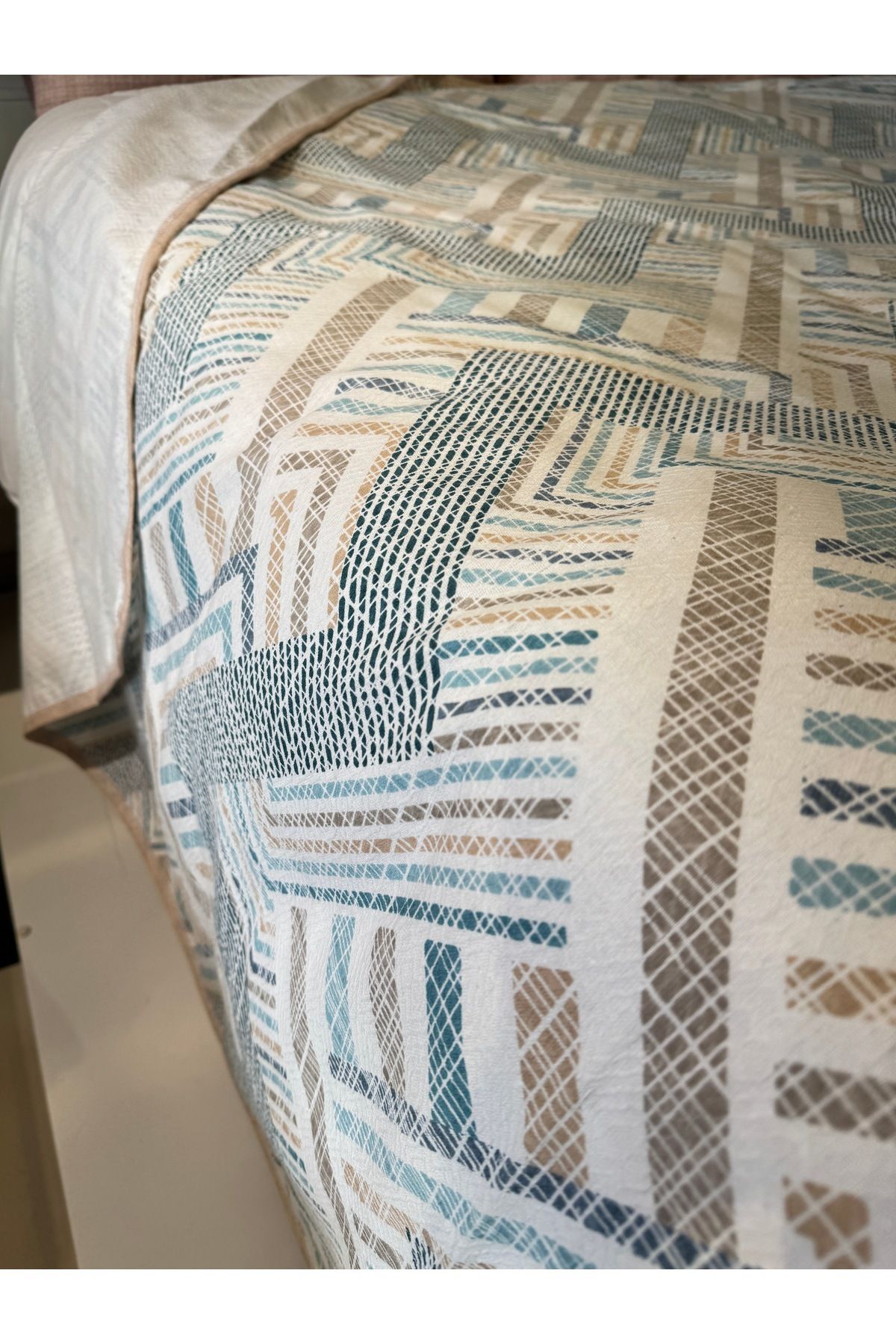 ŞENER HOME-Meander Pattern Printed 200X240 Cm. Double (Battal) Single Pike 6