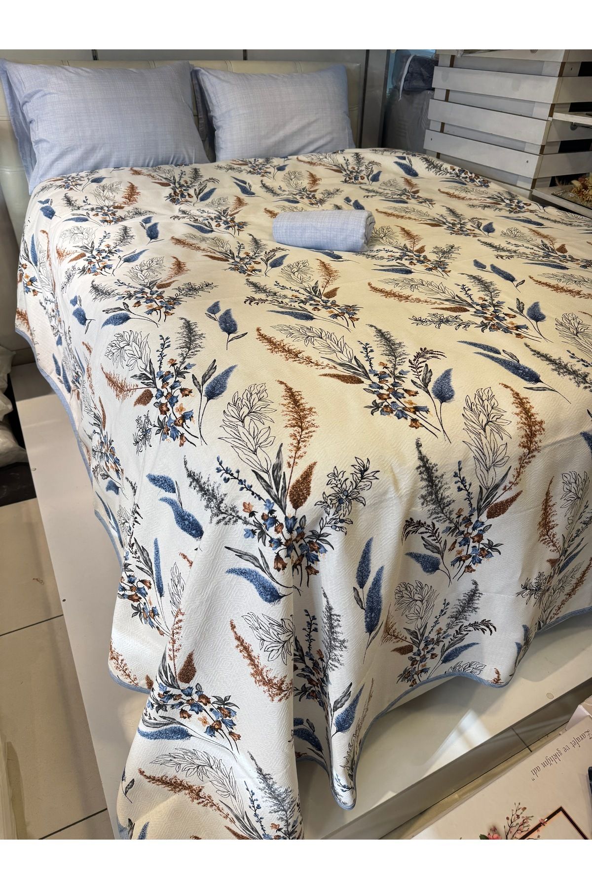 ŞENER HOME-Başak Patterned Sheet Elastic Double Pique Set 4