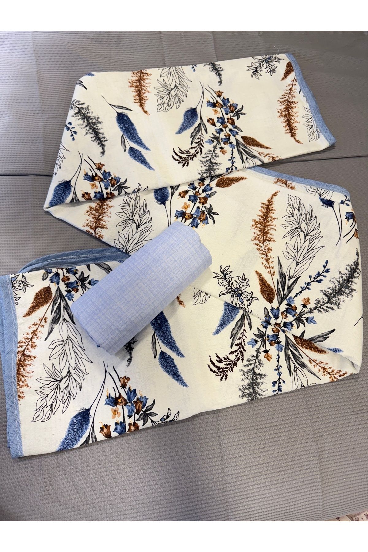 ŞENER HOME-Başak Patterned Sheet Elastic Double Pique Set 7