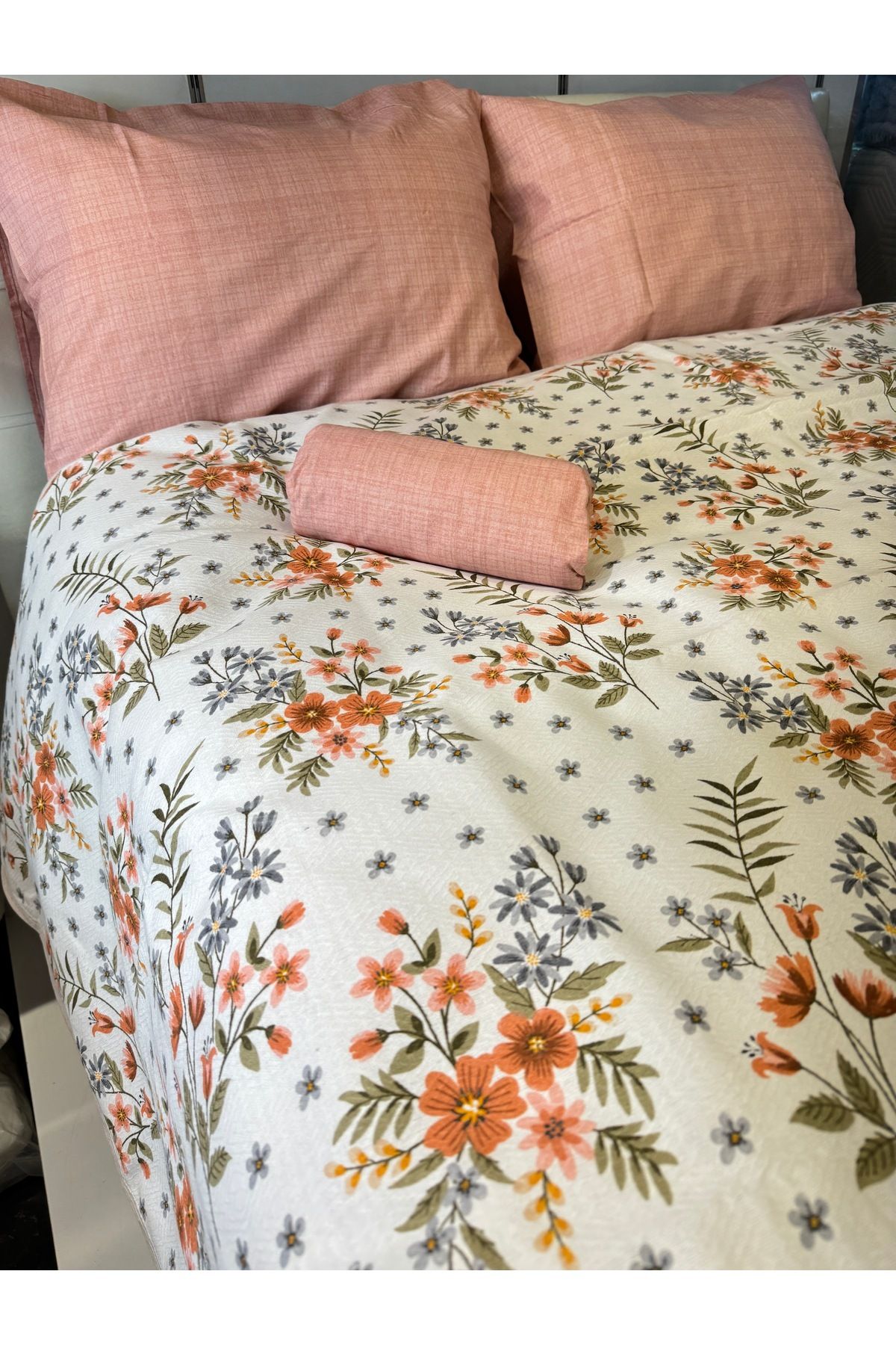 ŞENER HOME-Poppy Patterned Sheet Elastic Double Pique Set 6