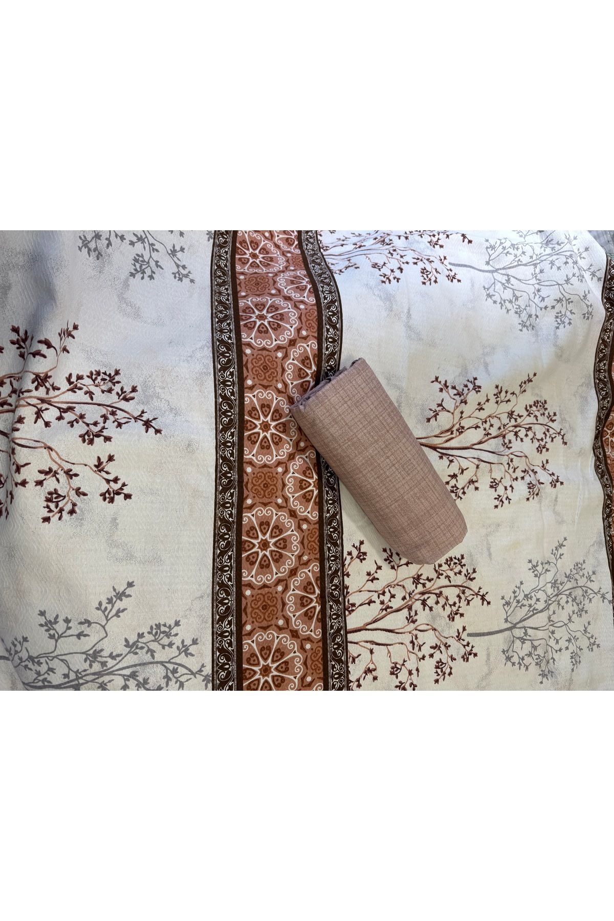 ŞENER HOME-Border Patterned Sheet Elastic Double Pique Set 7