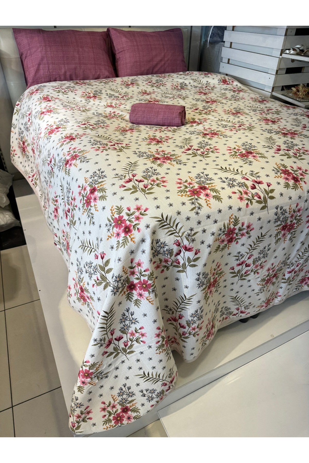 ŞENER HOME-Poppy Patterned Sheet Elastic Double Pique Set 6