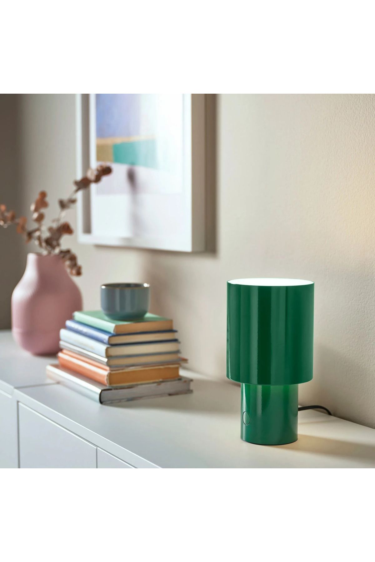 IKEA Masa Lambası Yükseklik 22 Cm İkea Işık Gücü Ayarlanabilir Lamba Yeşil Başucu Gece Lambası