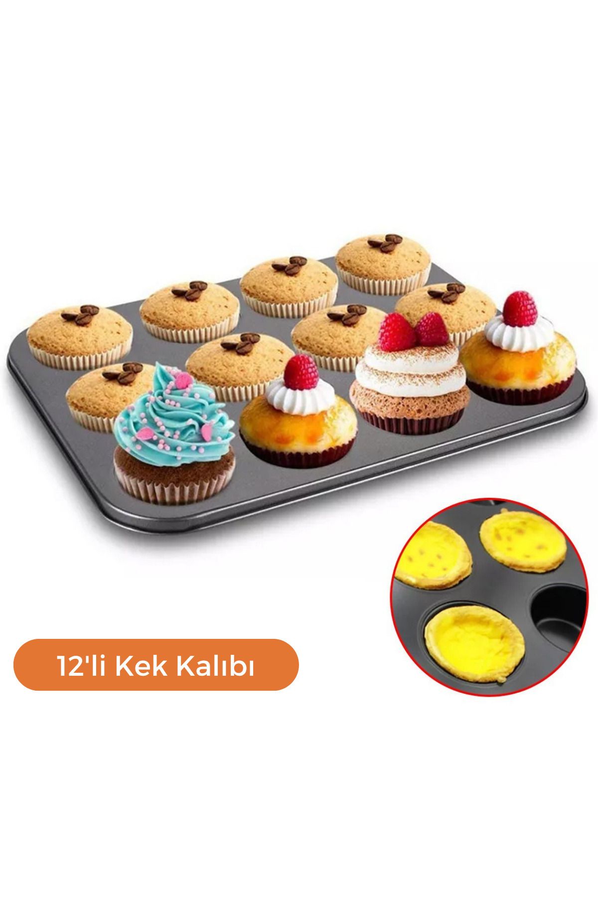 Arfseb 12 Gözlü Karbon Çelik Muffin Tepsisi