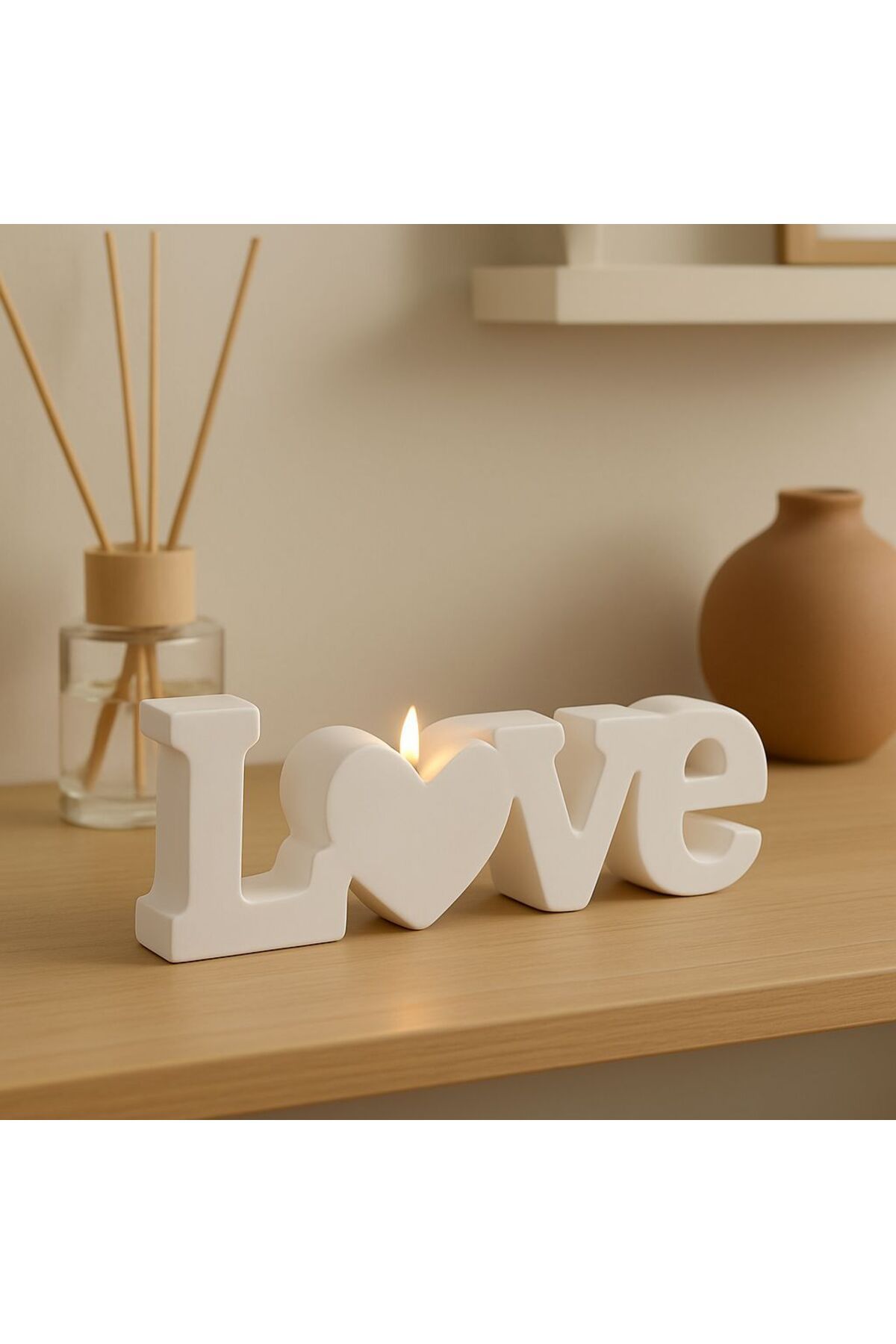 OLUVE DEKORATİF LOVE YAZILI OBJE BİBLO ŞAMDAN & MUMLUK, DEKORATİF MUMLUK (MUM DAHİL DEĞİLDİR)
