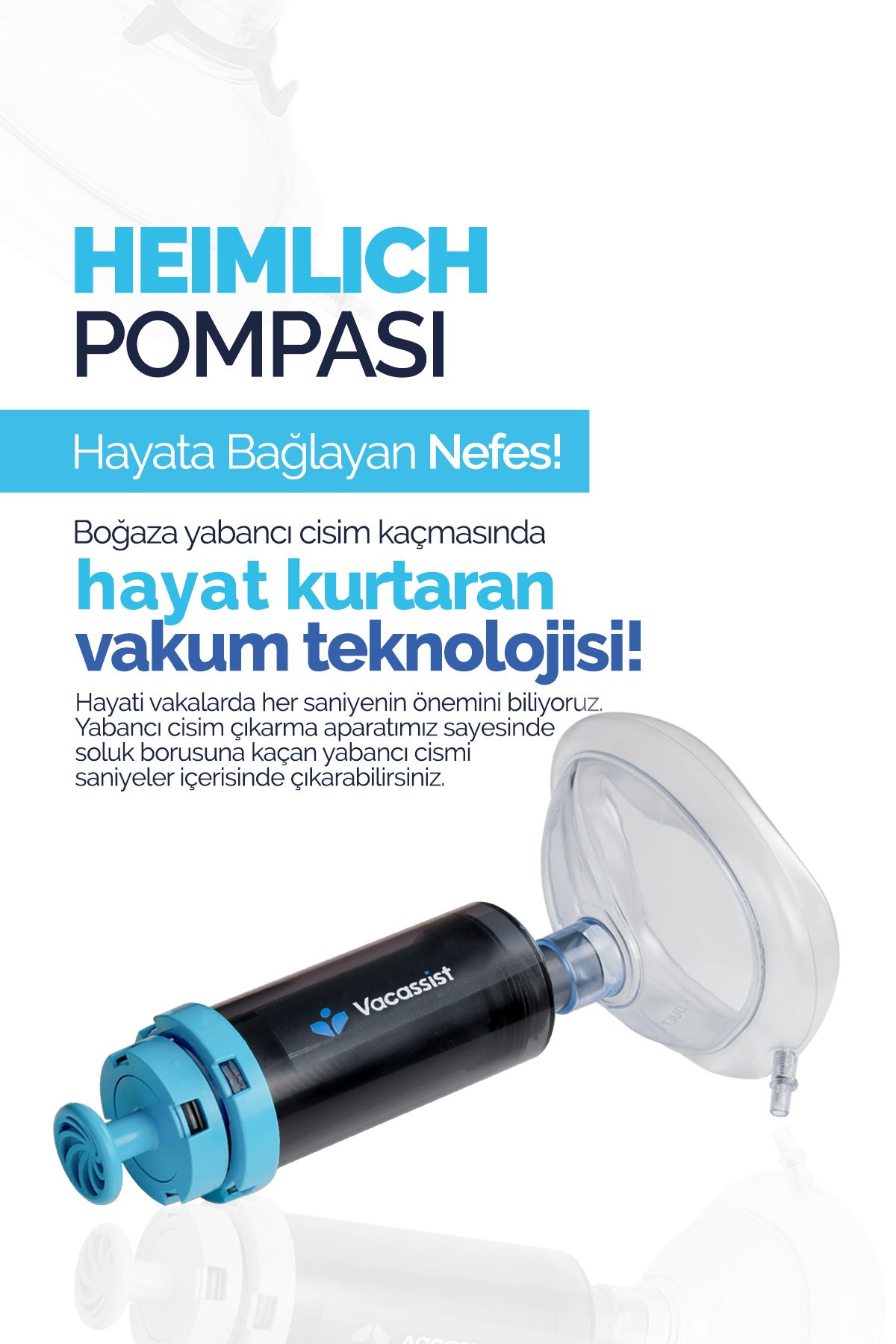 vacassist Heimlich Pompası - Heimlich Manevrası - Boğulma Önleyici Cihaz - Yetişkin