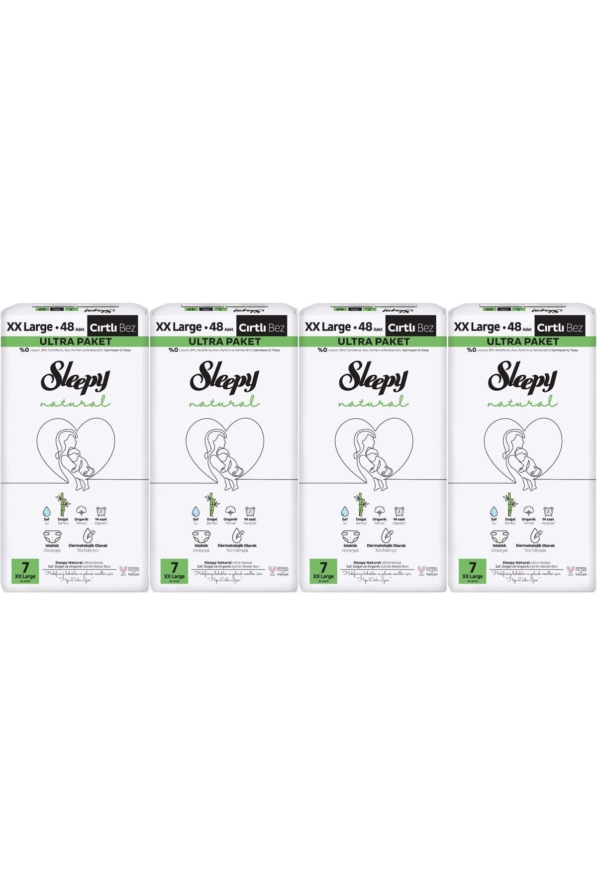 Sleepy Bebek Bezi Natural Beden:7 (20-30KG) Xx Large 192 Adet Avataj Ultra Pk