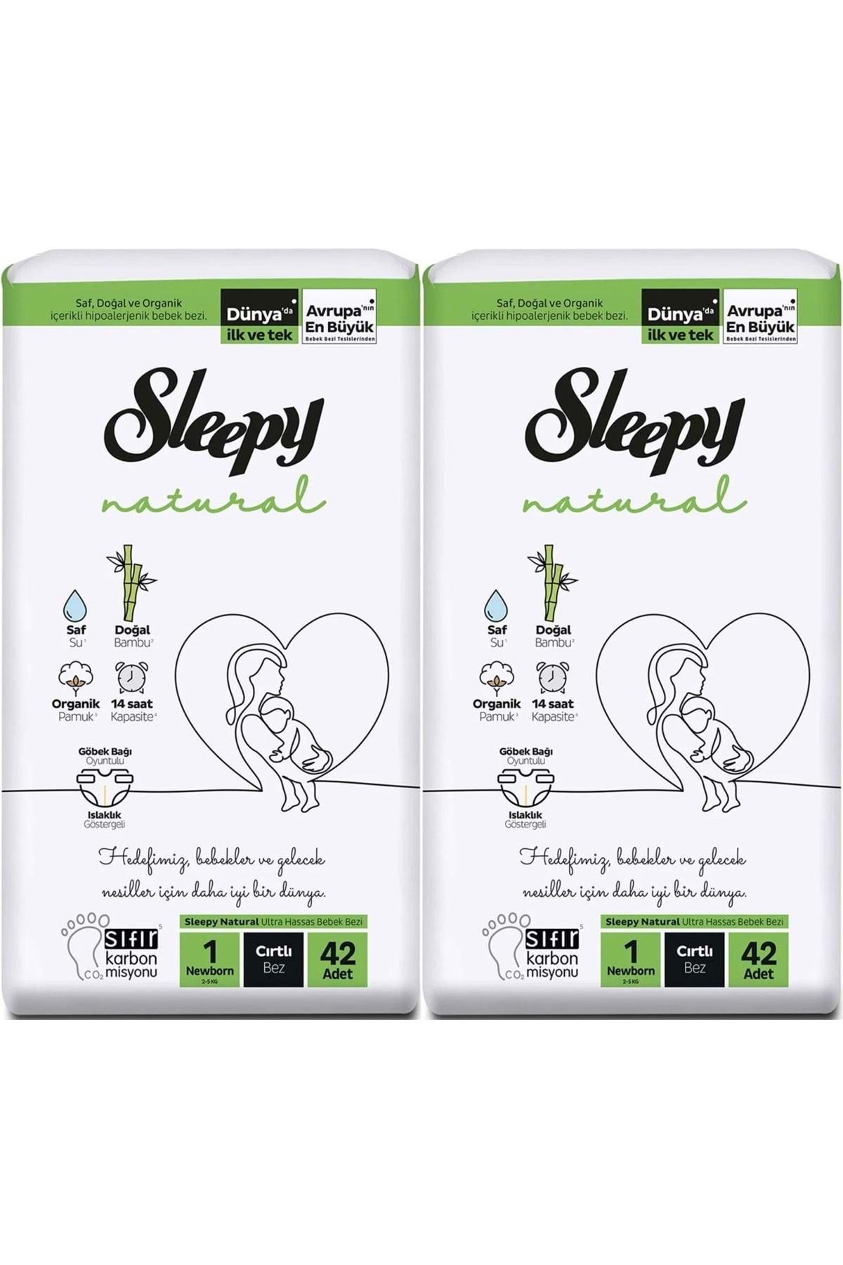 Sleepy Bebek Bezi Natural Beden:1 (2-5KG) Yeni Doğan Newborn 84 Adet Jumbo Pk (2PK*42)