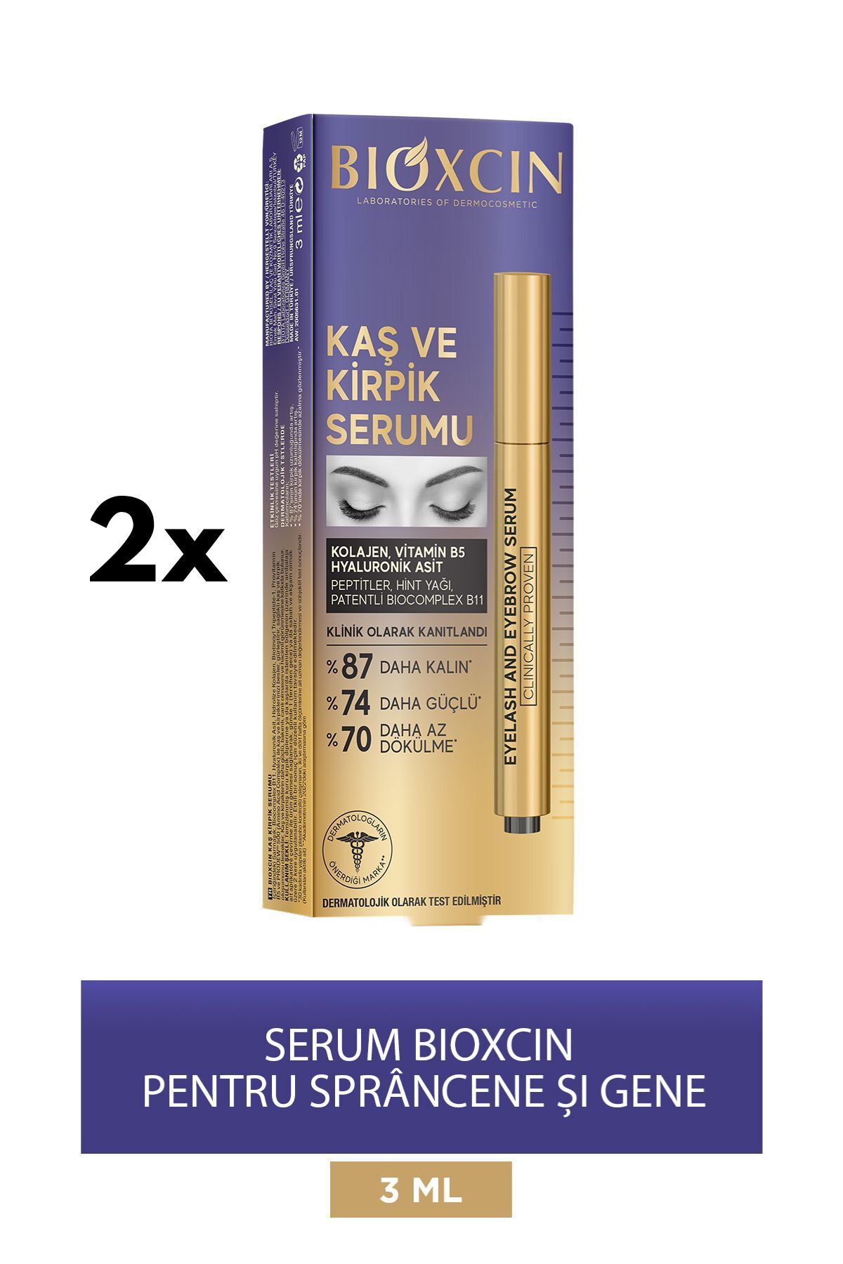 Bioxcin Ser Pentru Gene Pentru Sprâncene - Colagen Acid Hialuronic Ulei De Ricin Peptidi De Cheratina B5- B11 - One Size