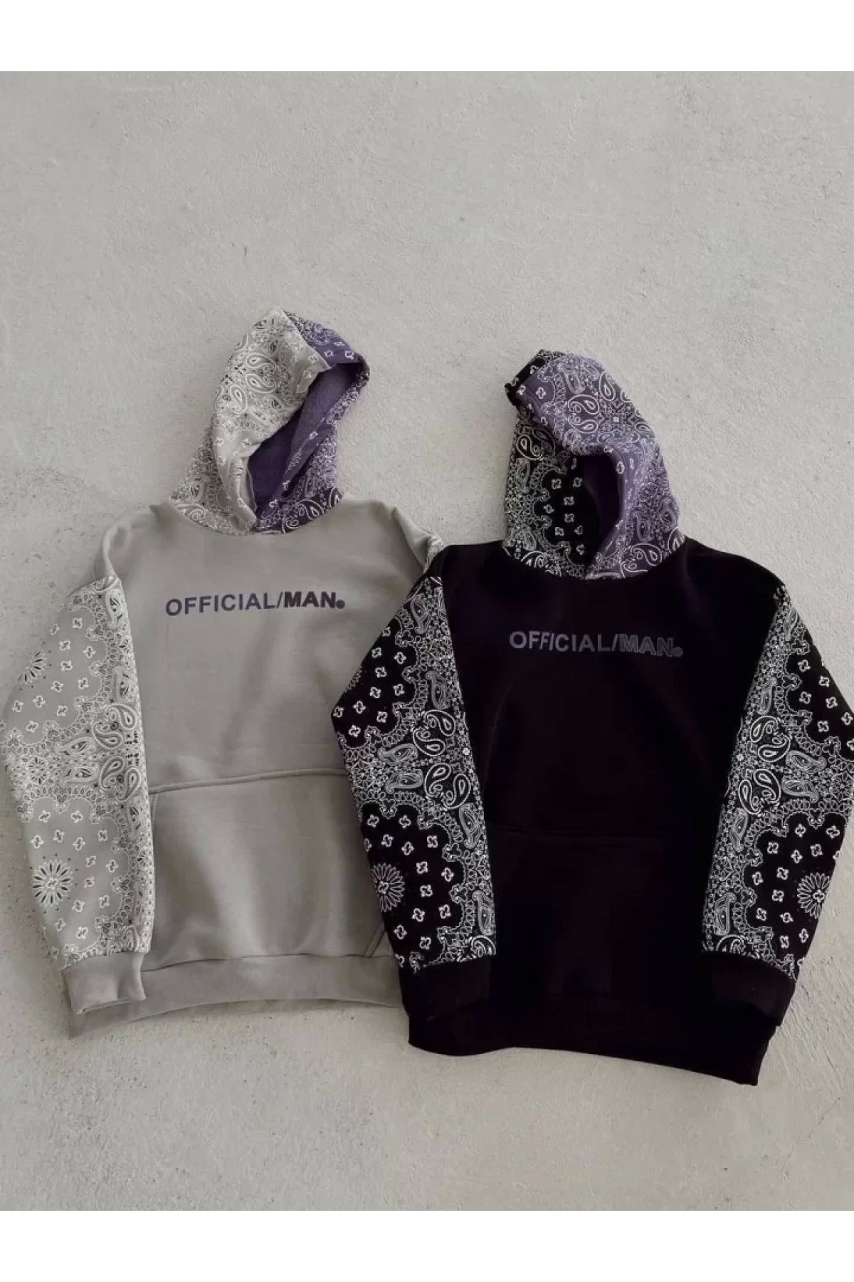 POLEXP Stil Sahibi Gri Kapüşonlu Baskılı Sweatshirt