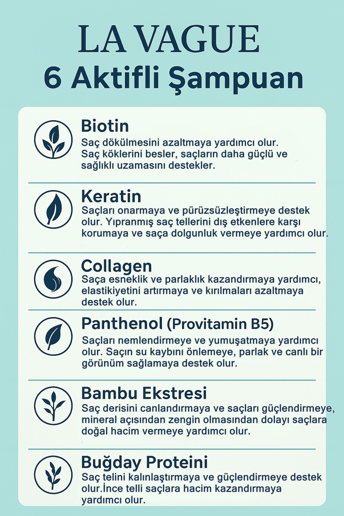 Kolajen ve Keratin Destekli 6 Aktifli Onarıcı Tuzsuz Yoğun Bakım Şampuanı (SLS, Paraben İçermez) — lavagueshamp1 — تصویر 5 از 6