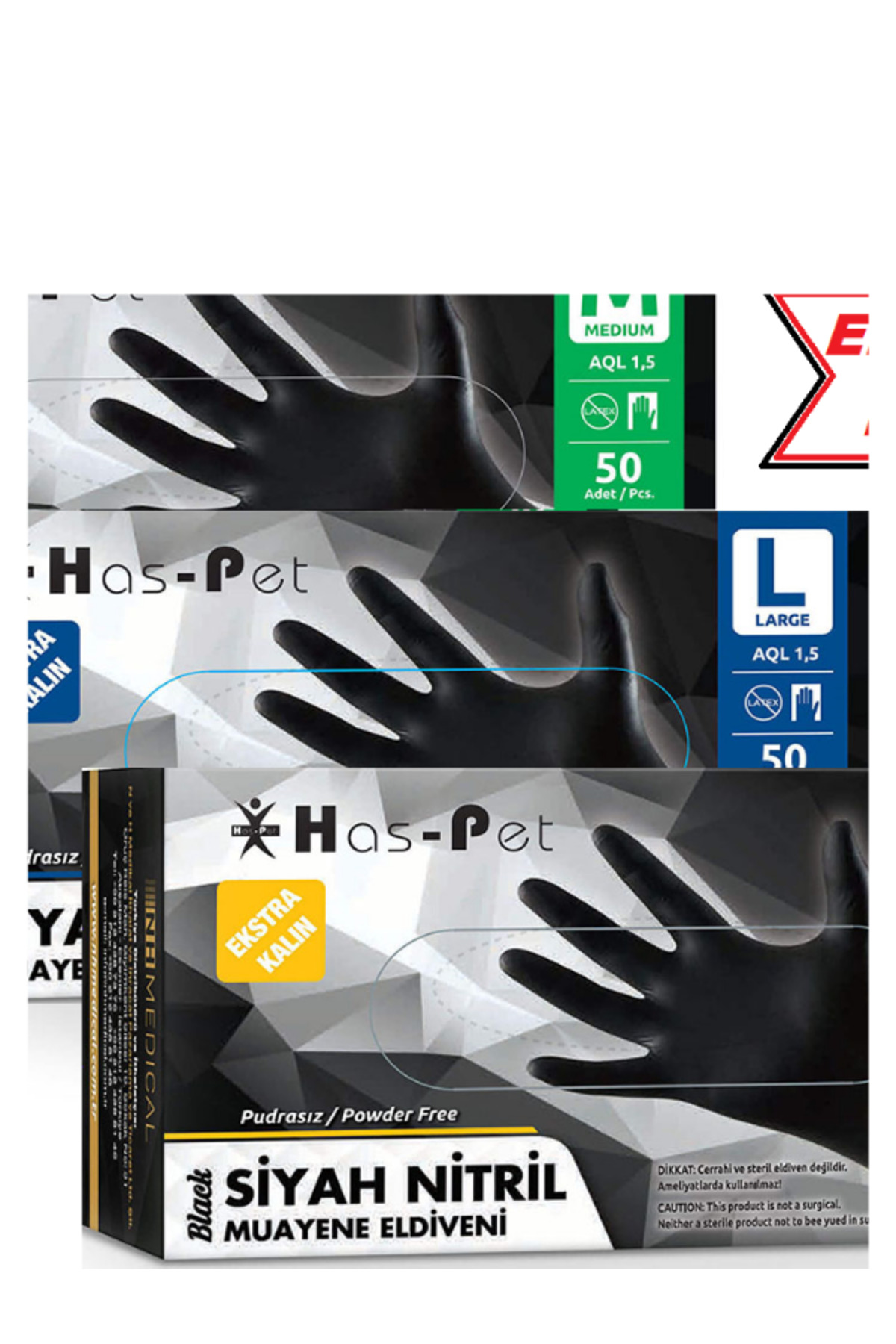 Eldiven Siyah Nitril 100lü Pudrasız M