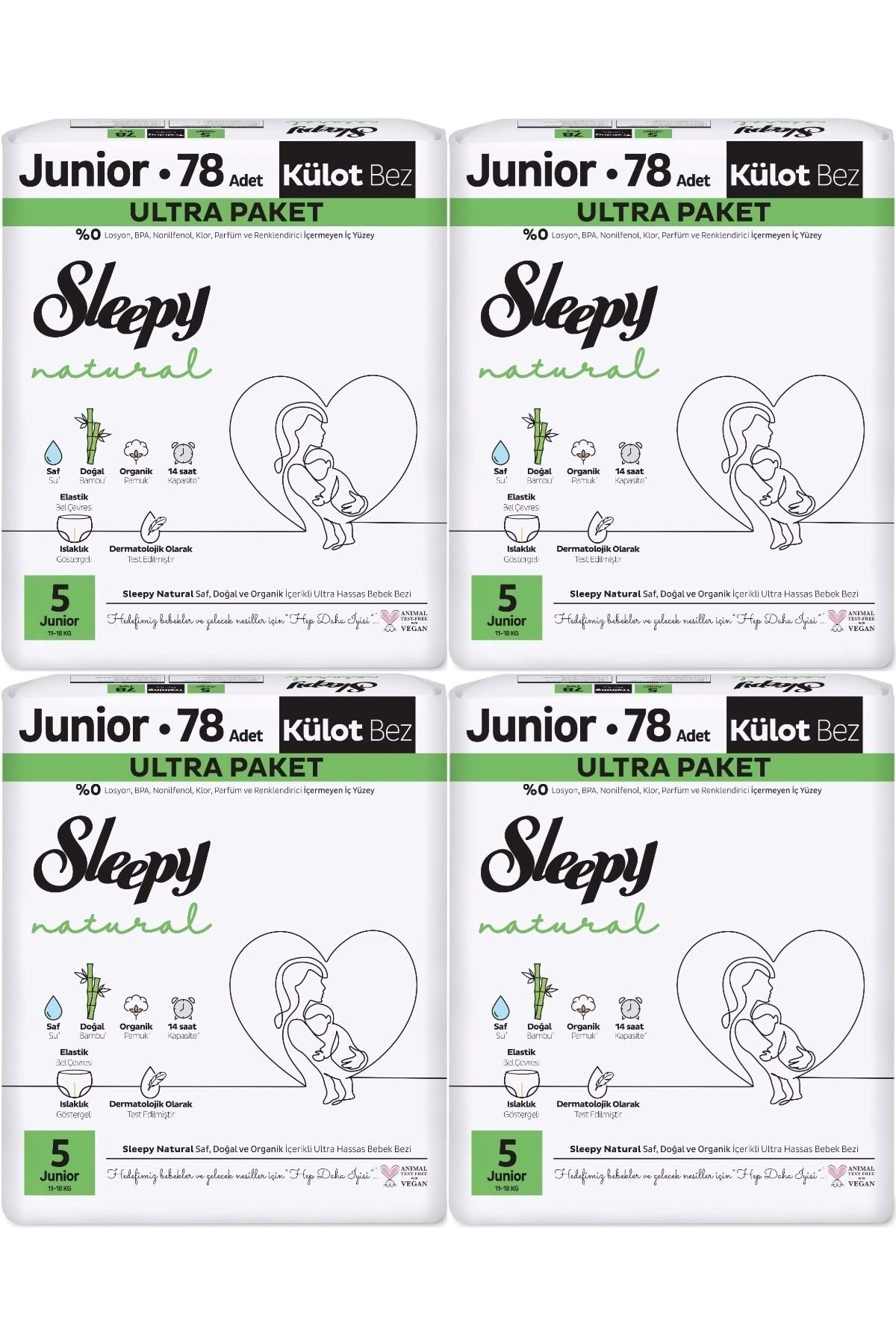 Sleepy Külot Bebek Bezi Natural Beden:5 (11-18KG) Junior 312 Adet Avantaj Ultra Pk