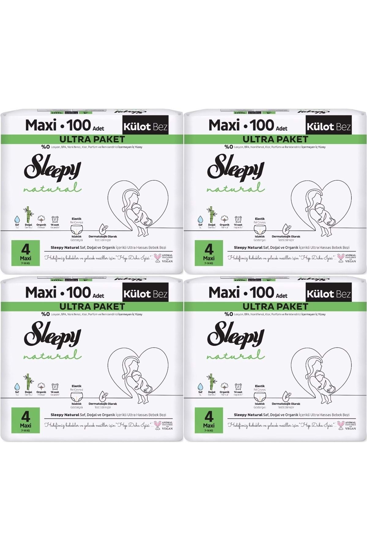 Sleepy Külot Bebek Bezi Natural Beden:4 (7-14KG) Maxi 400 Adet Süper Ekonomik Fırsat Gross Pk