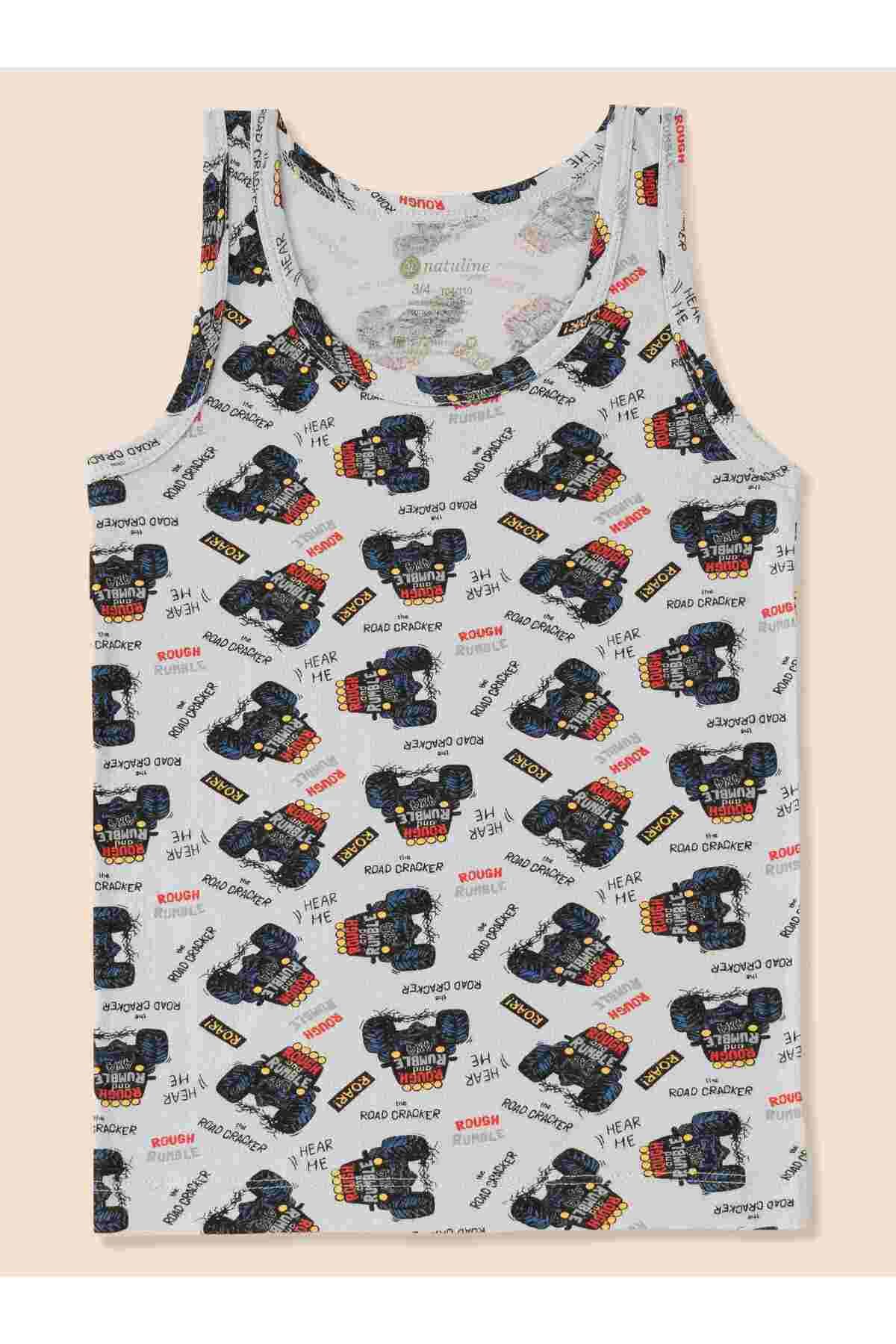 natuline-Tricou pentru băiat din bumbac organic Lycra Car Printed Pachet 6 6