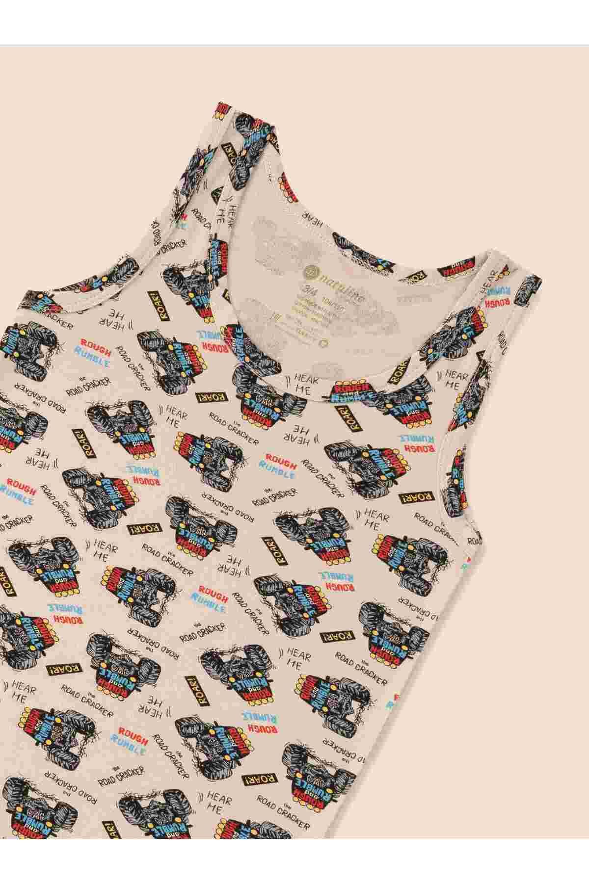 natuline-Tricou pentru băiat din bumbac organic Lycra Car Printed Pachet 6 3