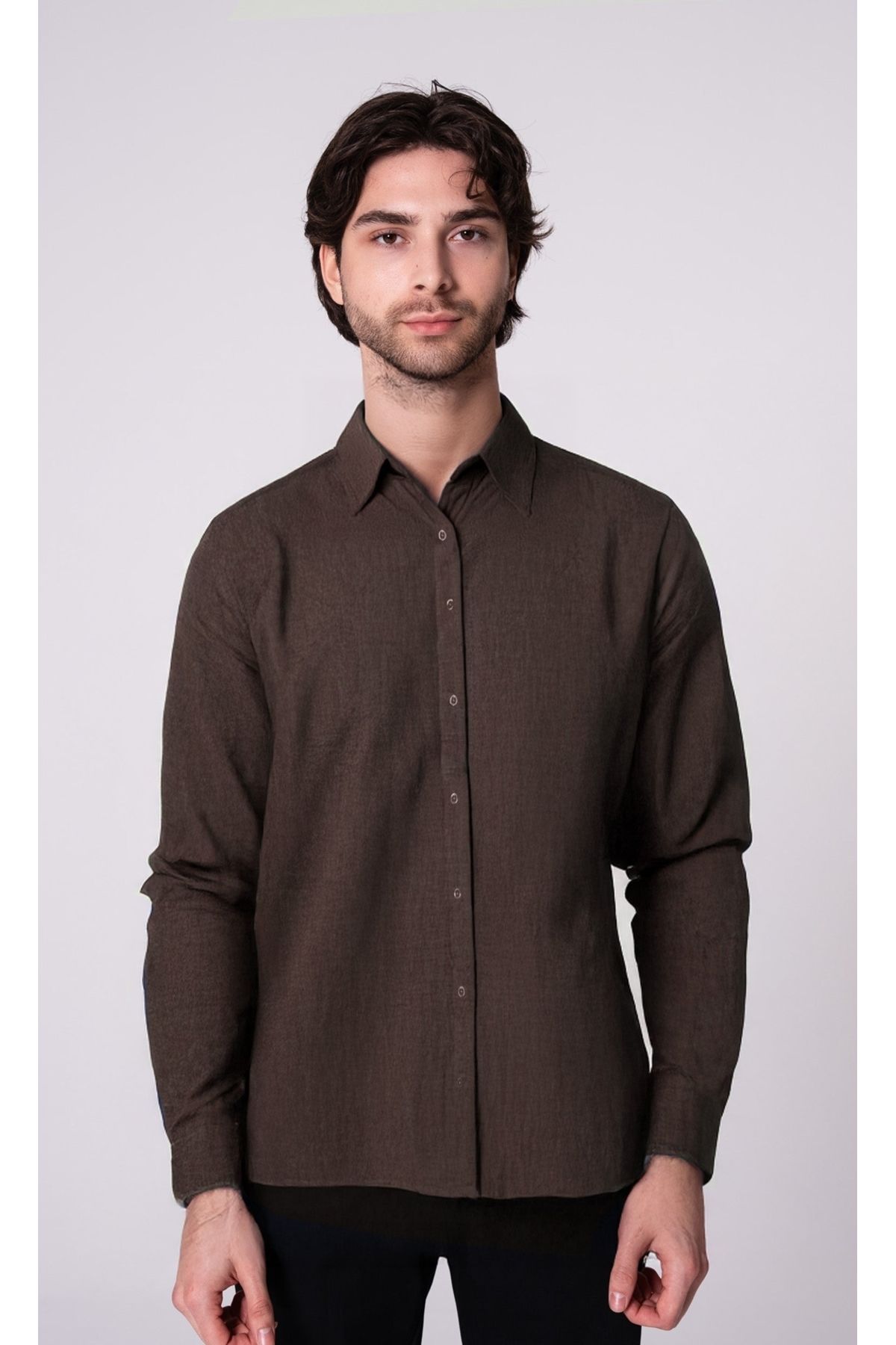 CRAFTLABEL Yeni Sezon Uzun Kollu Erkek %100 Keten Gömlek Slim Fit