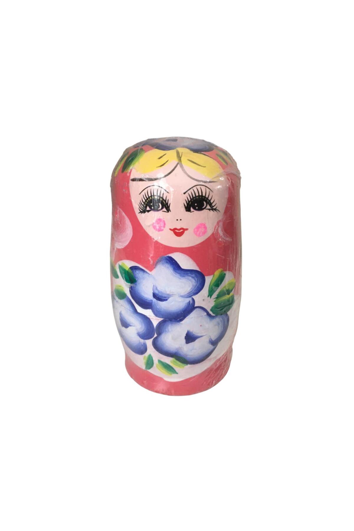 miski alem Iç Içe Geçen Ahşap Pembe Matruşka Bebek 5li fotoğrafı 2 (önizleme)