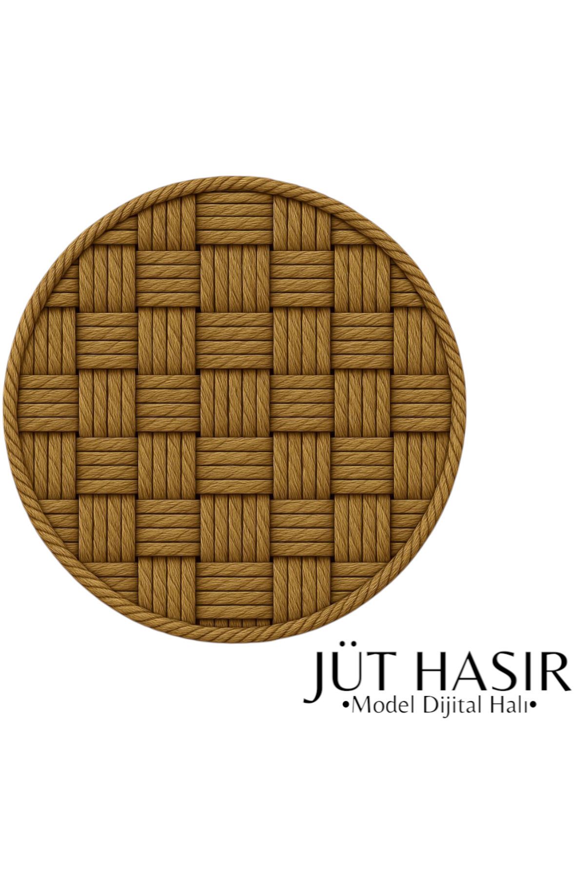 new colourse Sisal Jüt Rengi Yuvarlak Dijital Halı.