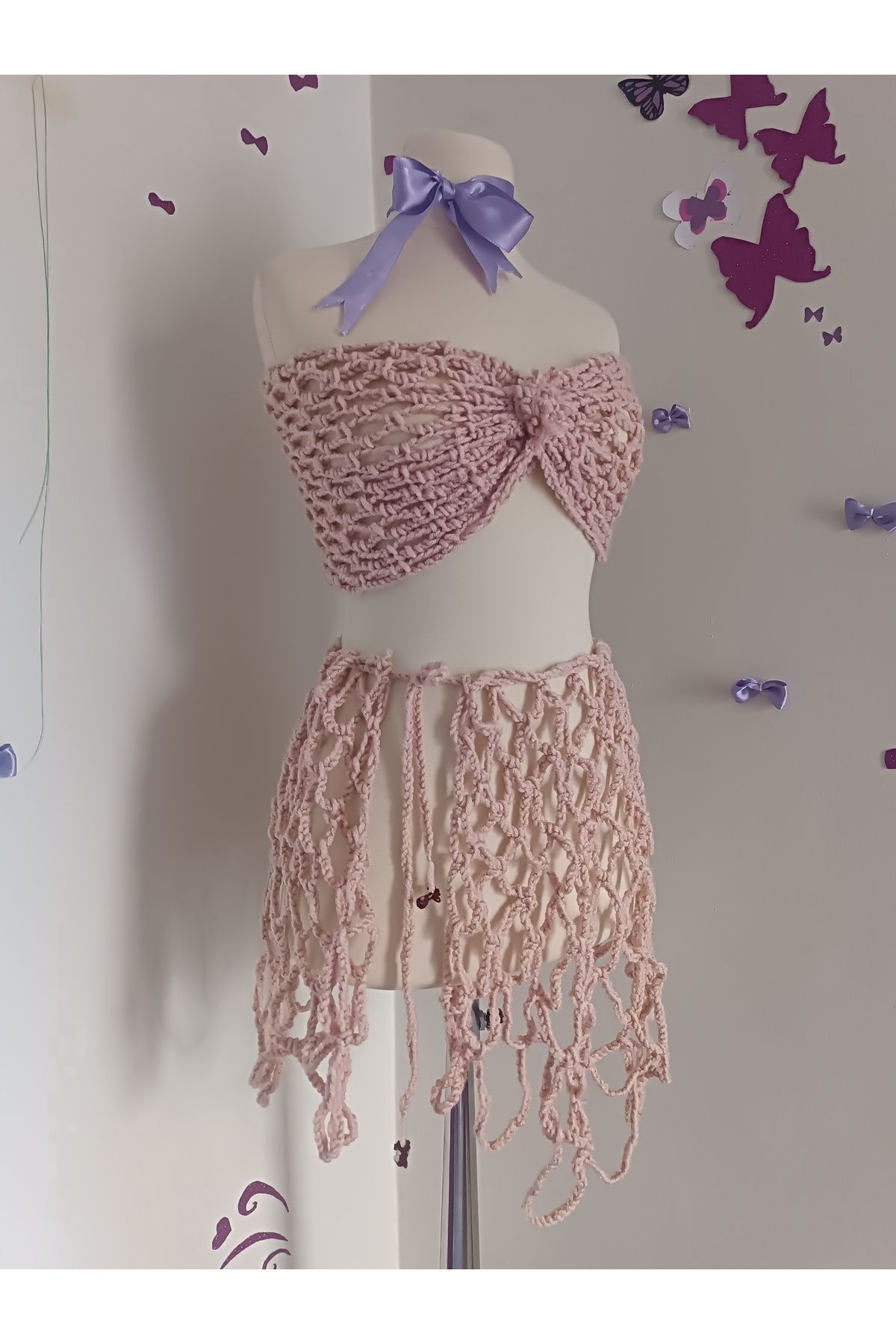 El örgüsü Örgü Pareo Pembe