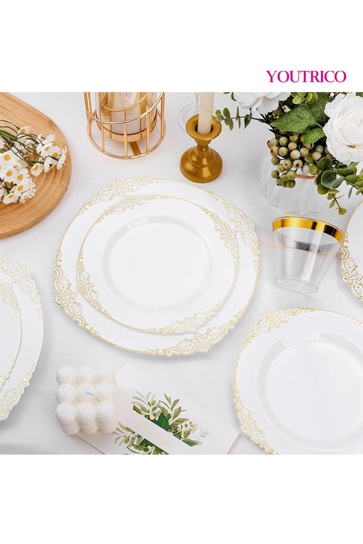 Youtrico-Disposable Tableware 20pieces-32cm/19cm Ideal For 10 People Wedding Plating/birthday Party 4