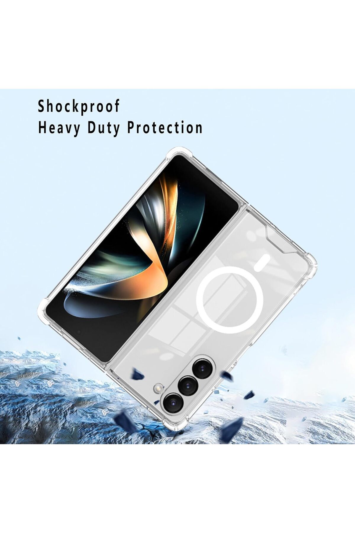 Generic-جراب شفاف لهاتف Samsung Galaxy Z Fold 5 متوافق مع MagSafe، جراب رفيع شفاف صلب 3