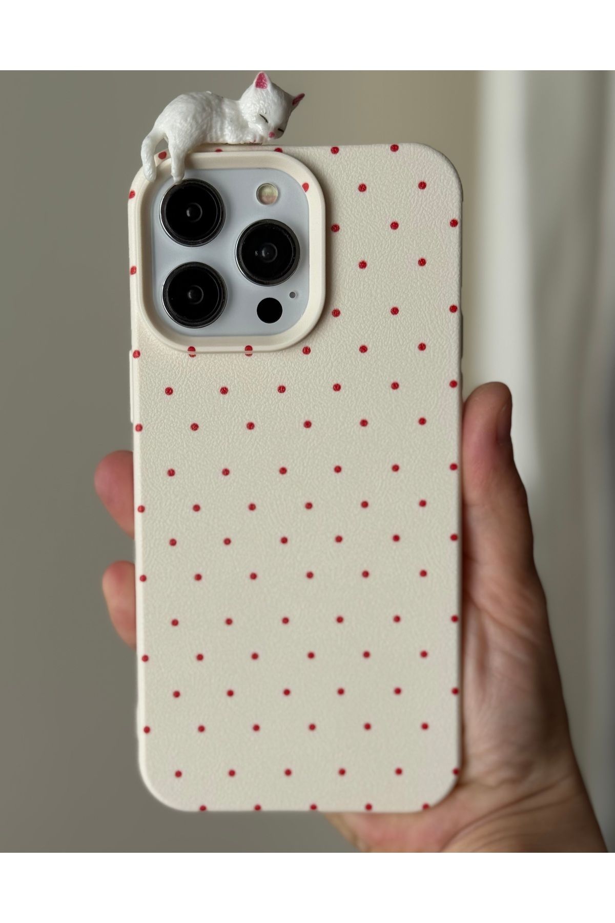FİŞNEİLETİŞİM İPHONE 14 PROMAX UYUMLU DERİ GÖRÜNÜMLÜ 3D KEDİCİK DETAYLI KILIF