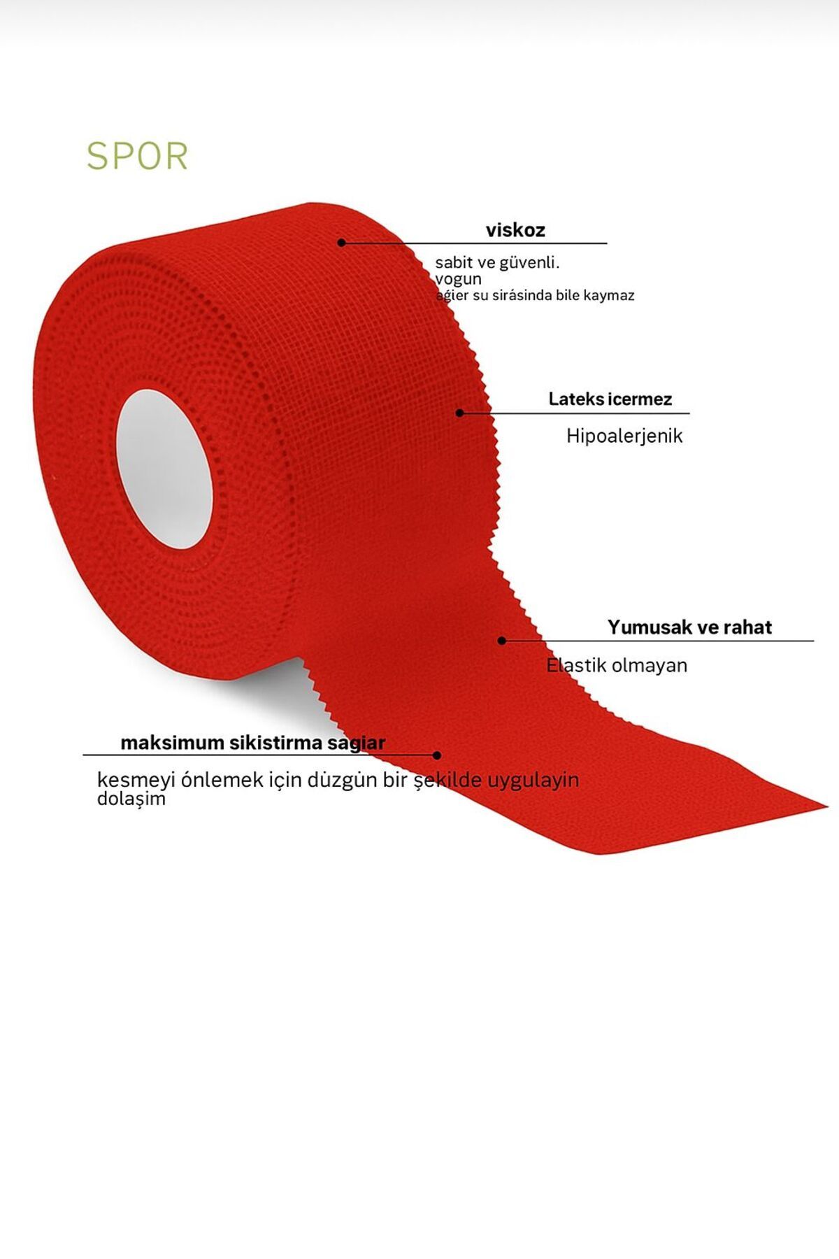 Octacare Rijit Fiksasyon Yapışkanlı Sporcu Bandajı 3.7cm X 10 Mt Sarı , Kırmız ı, Mavi , Siyah ,Yeşil ,Beyaz