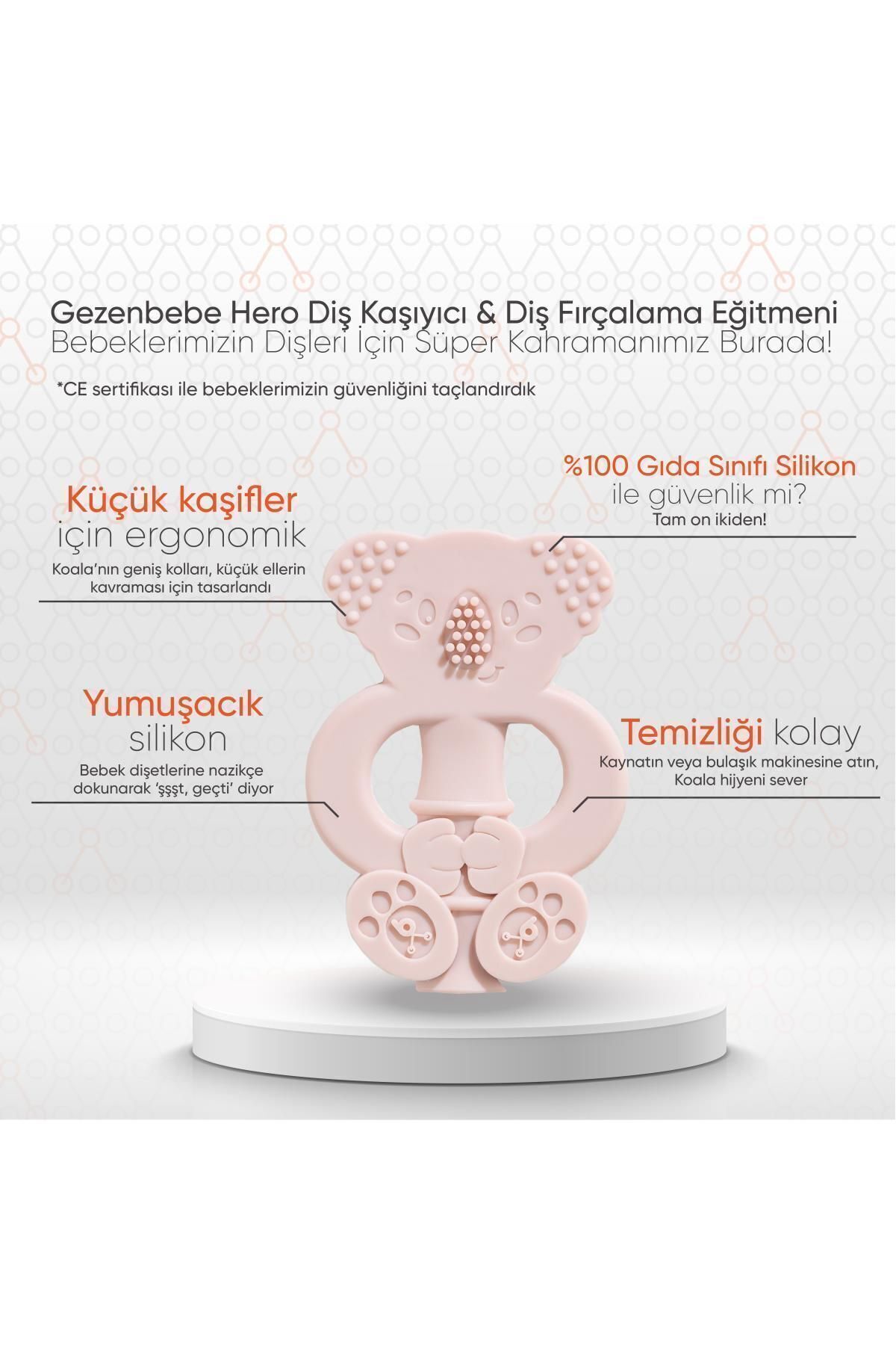 Gezenbebe Hero Bebek Diş Kaşıyıcı & Diş Fırçalama Eğitmeni Rose Pembe, Dişlik fotoğrafı 2 (önizleme)