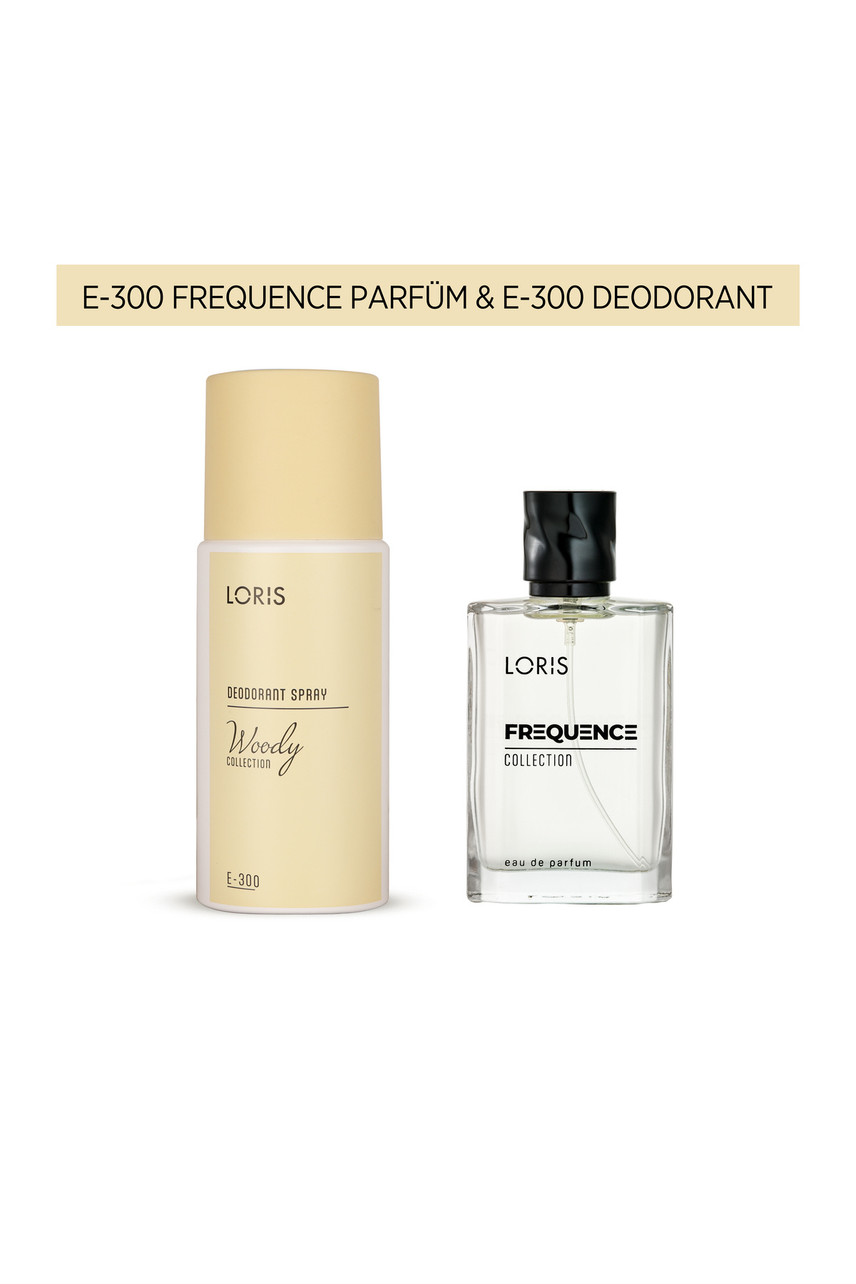 لوریس عطر مردانه E-300 Frequency 50 میلی لیتر و دئودورانت مردانه E-300 150 میلی لیتر