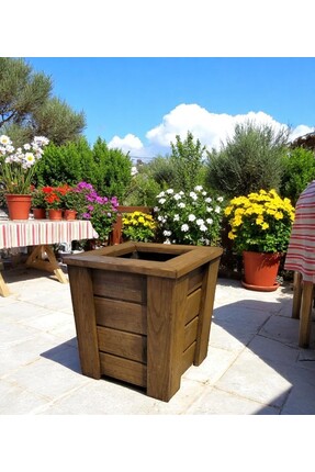 DESTİNA Destina Ahşap Saksı (CEVİZ RENGİ) 35cmx35cm