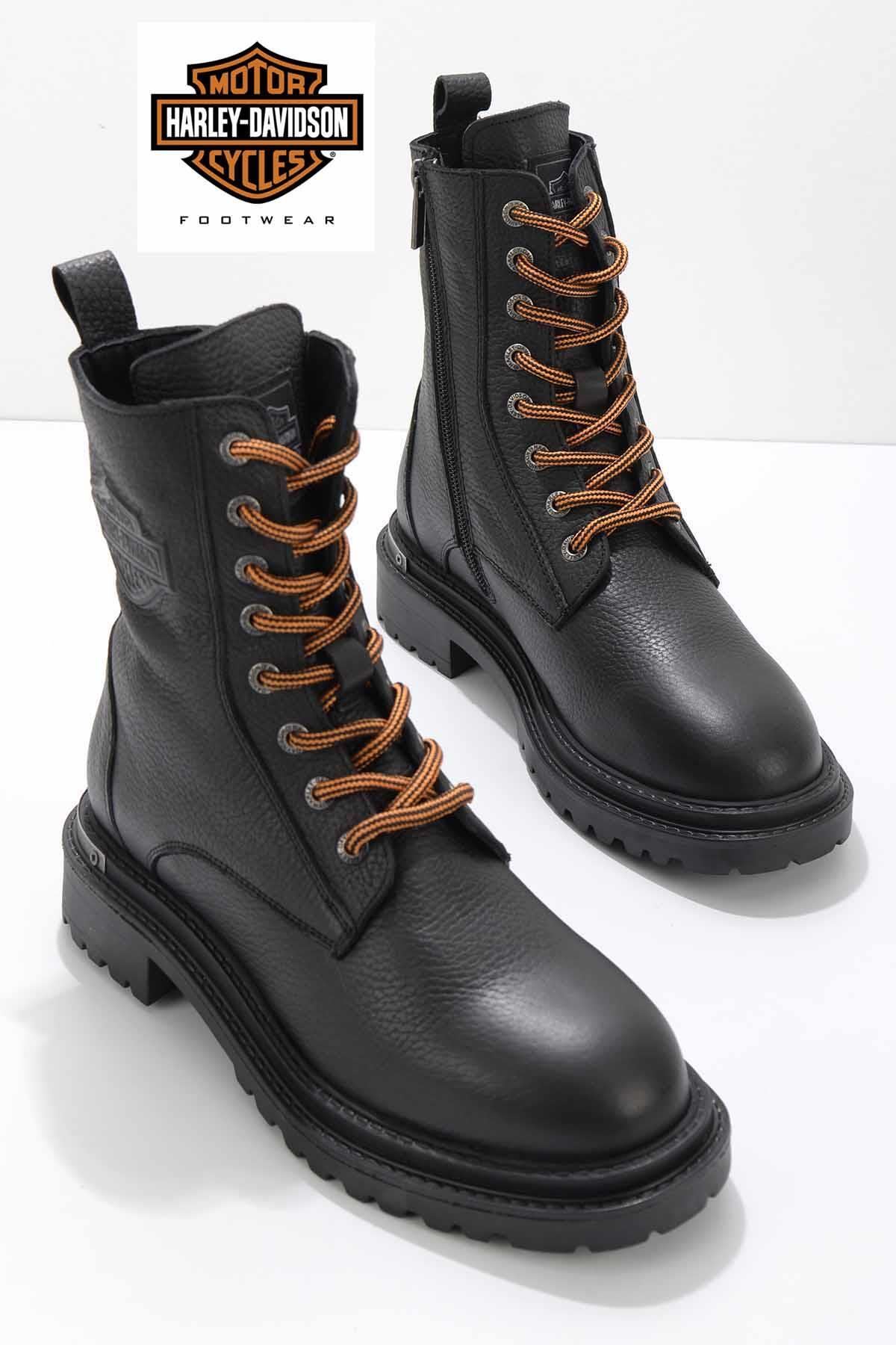 Black Leather Kadın Bot & Bootie HD0777002303