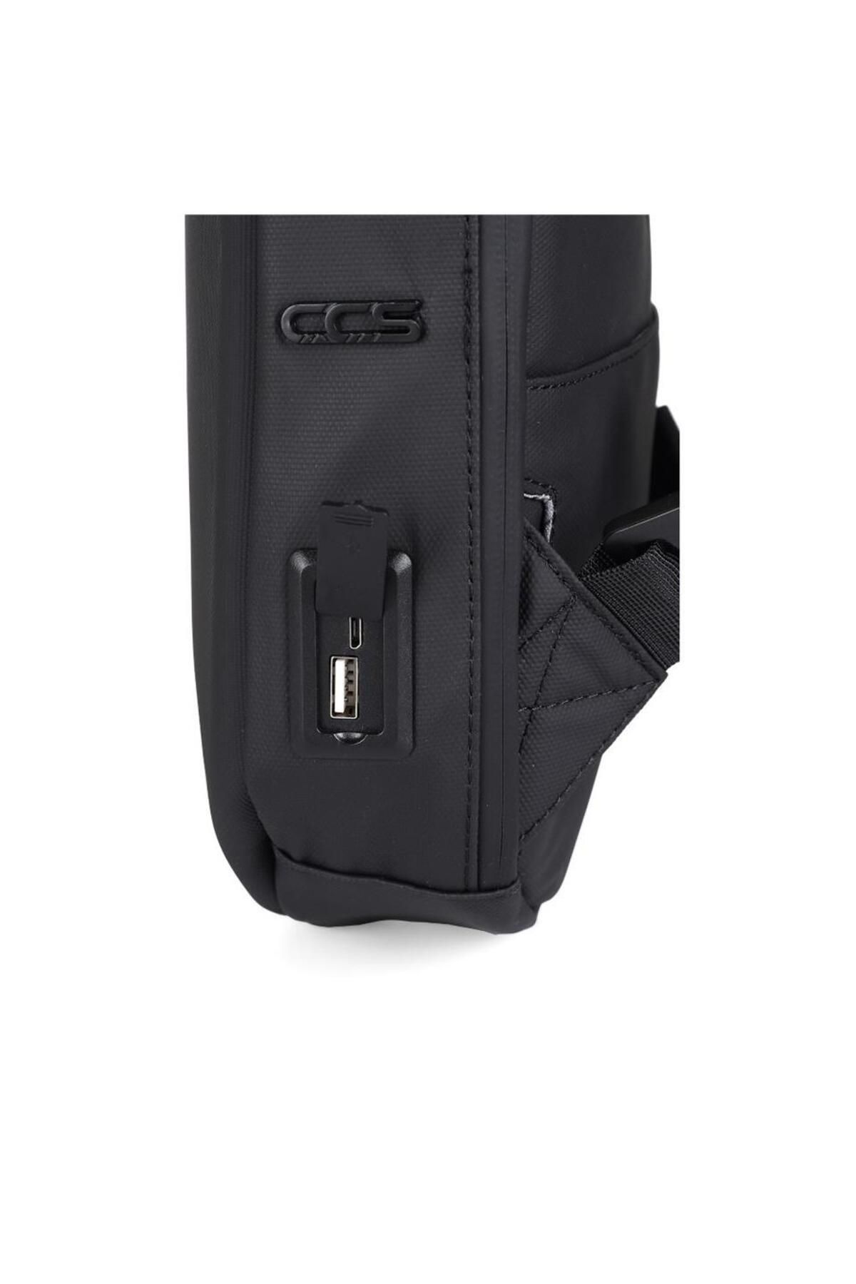 ÇÇS-Ccs USB Output Shoulder Strap Backpack and Chest Bag Black 8