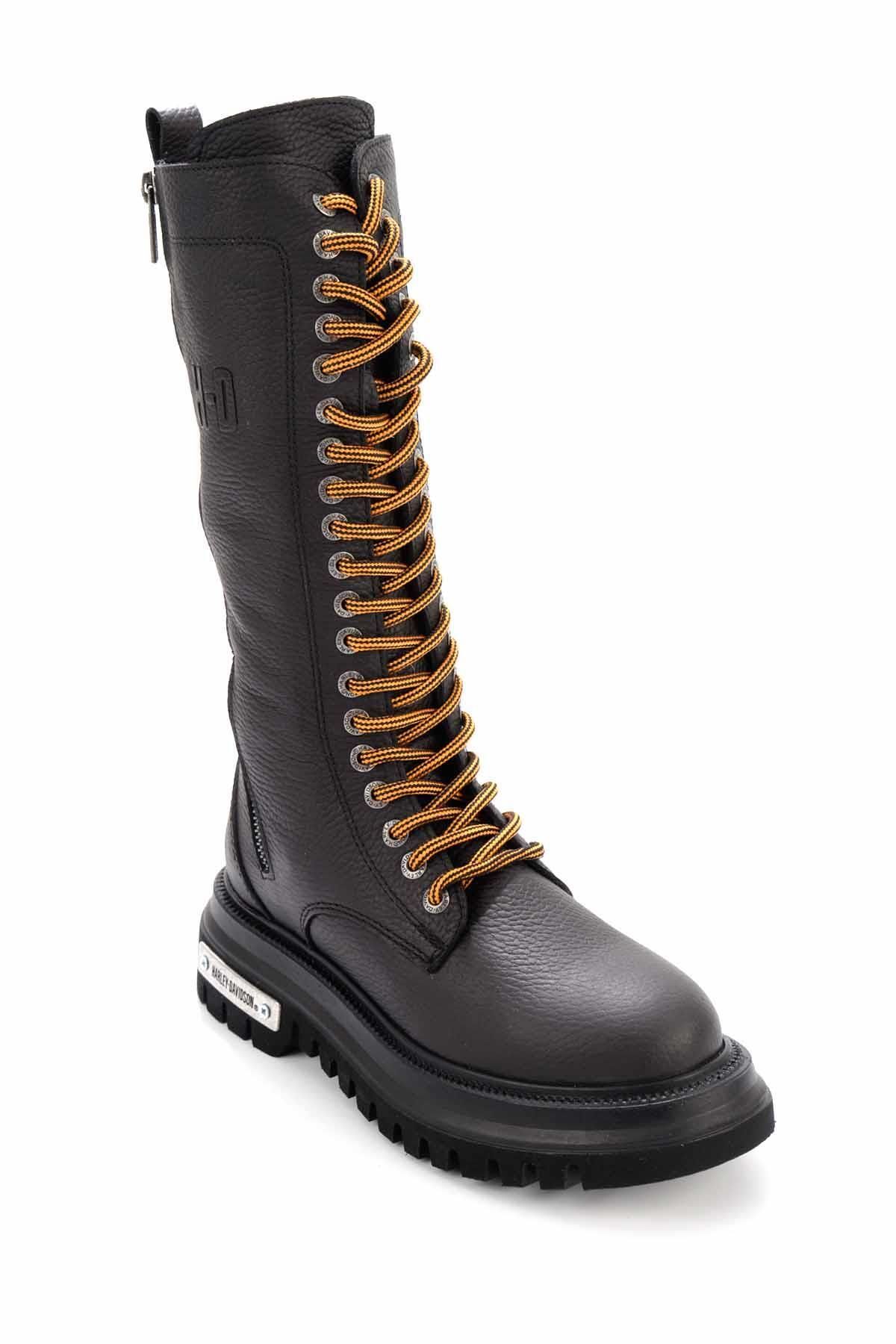 چکمه و بوت مشکی زنانه چرم HD0777056203 Harley Davidson