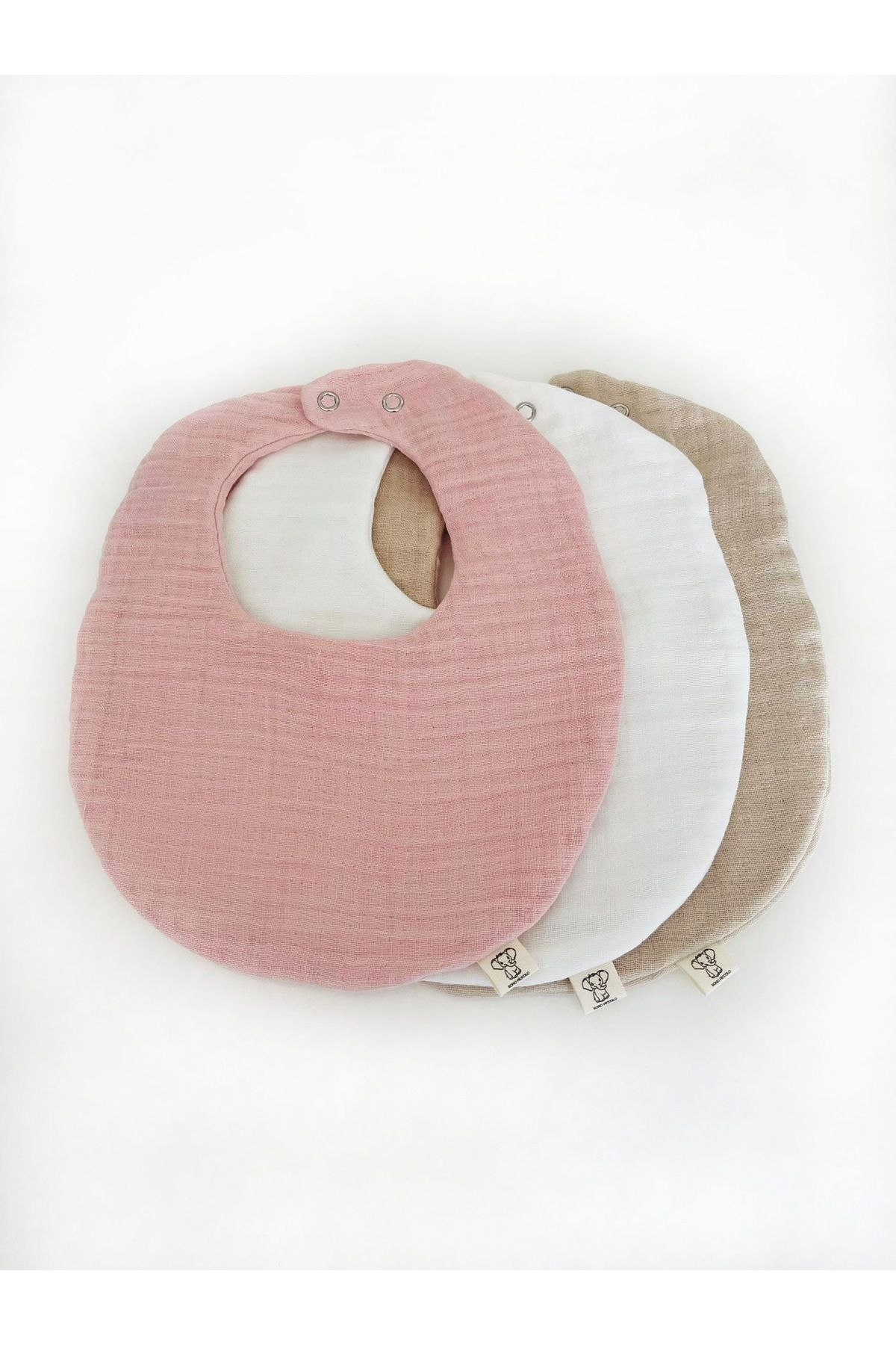 Boho Piccolo Oval 3'lü %100 Pamuk Müslin Bebek Önlüğü / Yakalık / Salya Önlüğü