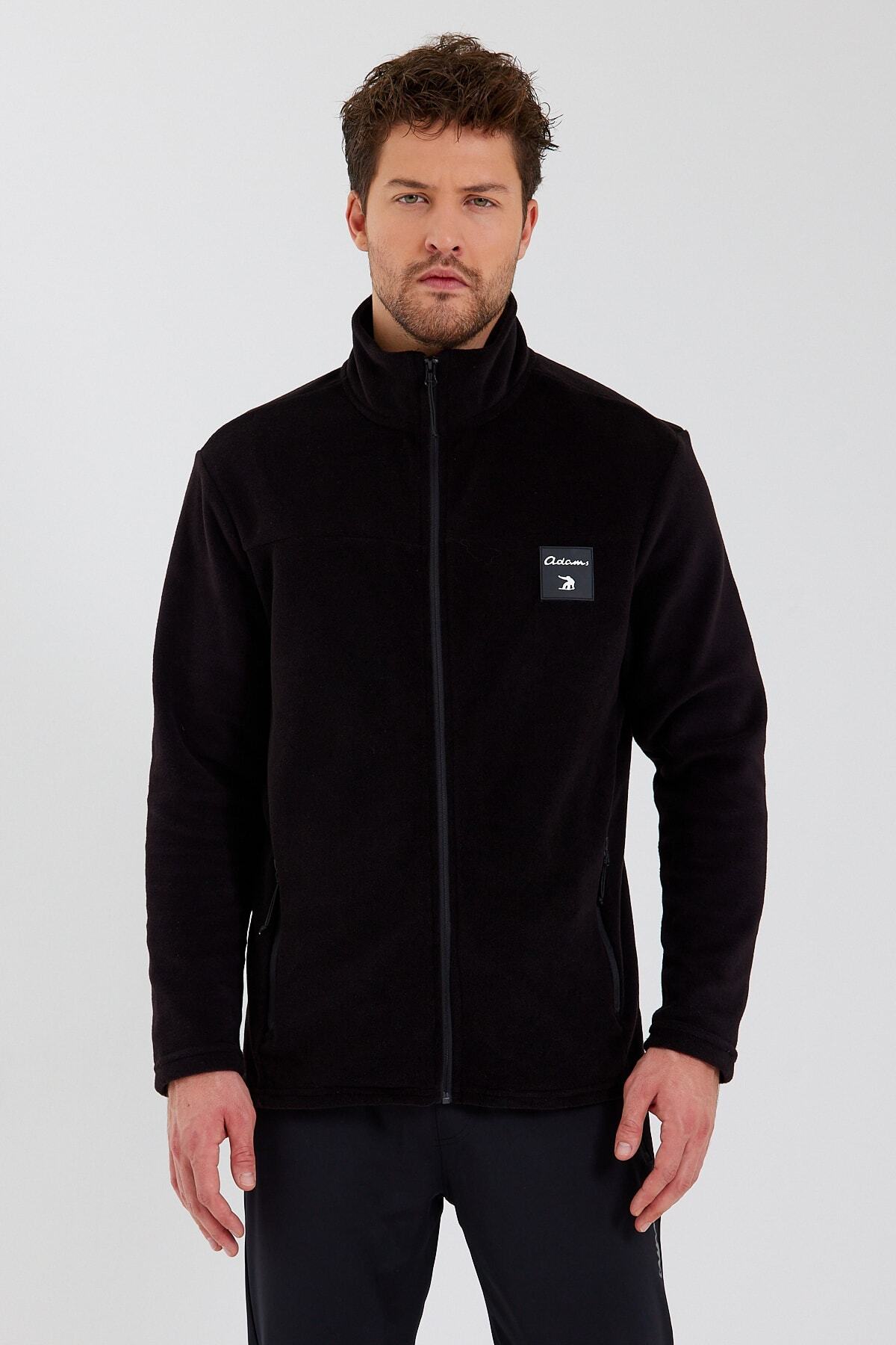 Classics Erkek Siyah Standart Fit Günlük Rahat Fermuarlı Yaka Polar Spor Sweatshirt — مشکی YGZ0063