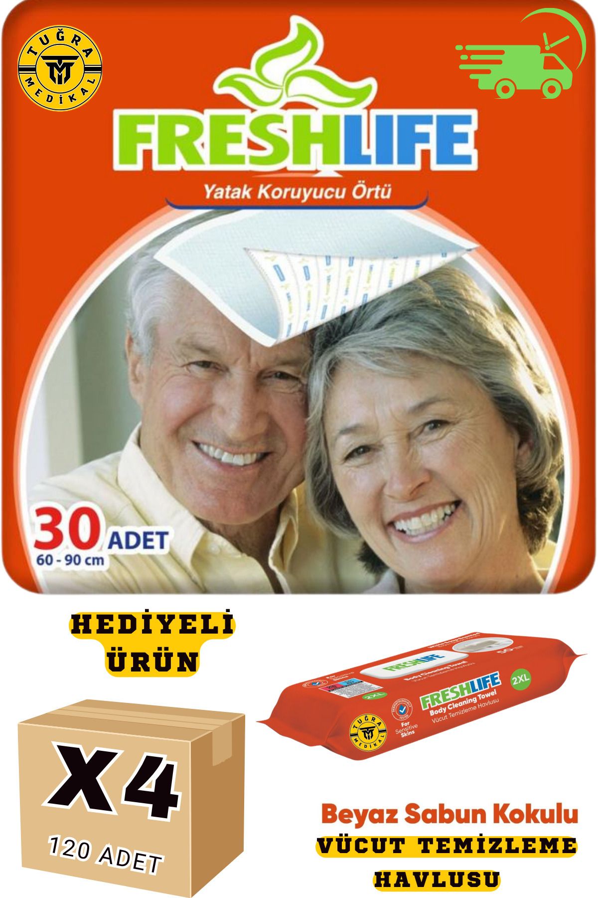 WibteX Freshlife 60x90 Yatak Koruyucu +4 Paket 120 Adet
